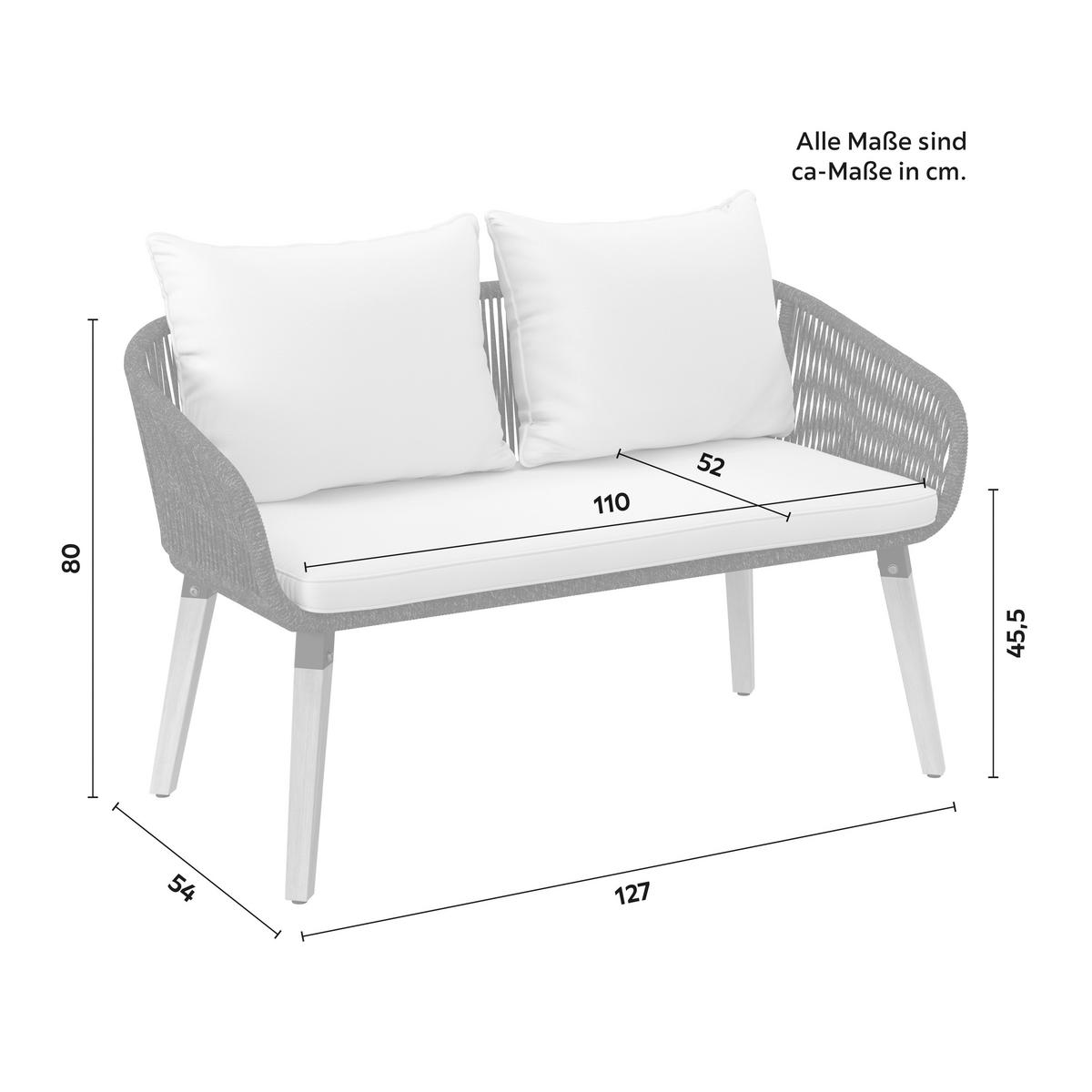 Loungegarnitur Elodie Grau Echtholz/Textil - Greige/Creme, Modern, Holz/Kunststoff - Bessagi Garden