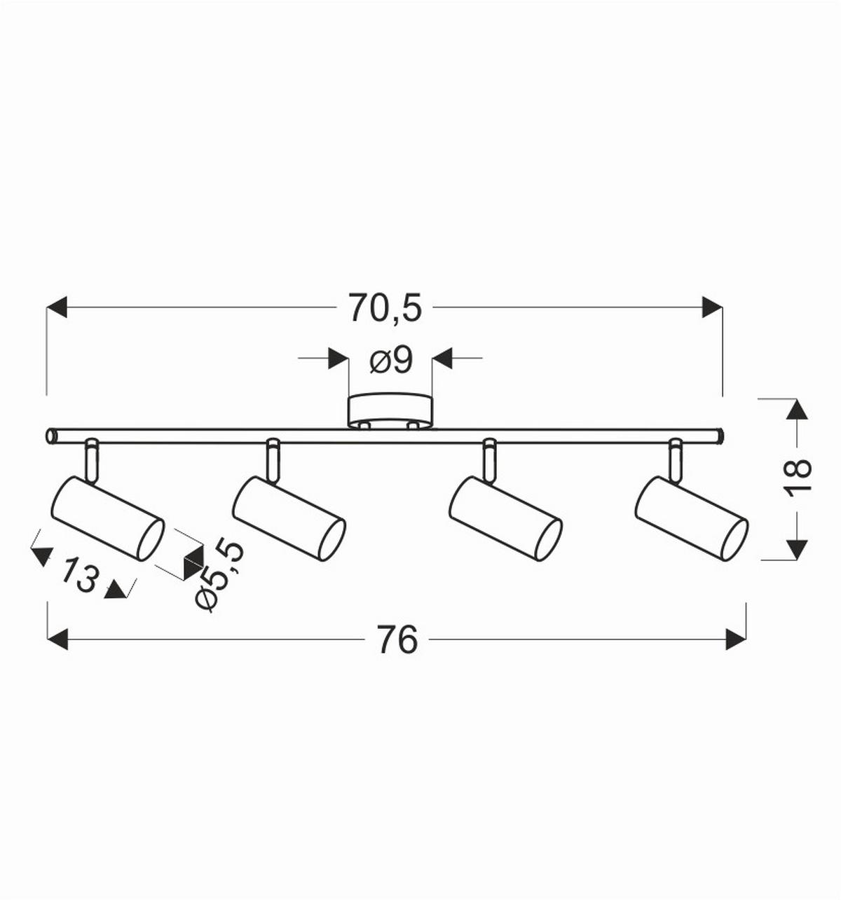 Deckenstrahler Schwarz max. 15 Watt - Schwarz, Design, Metall (76/9/18cm)