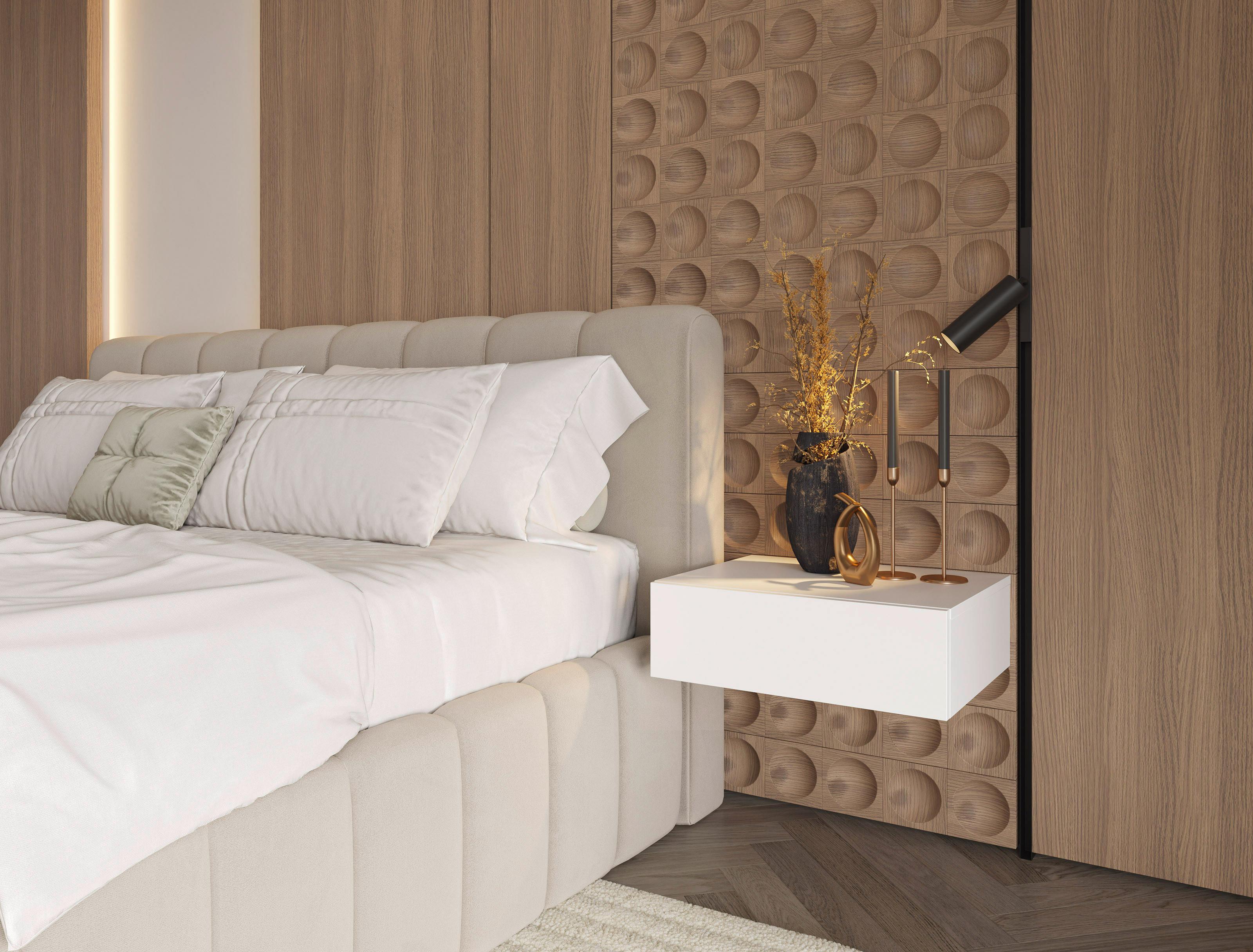 SZAFKA NOCNA NEWNIQ - biały, Design, materiał drewnopochodny (50/16/40cm) - Hom`in