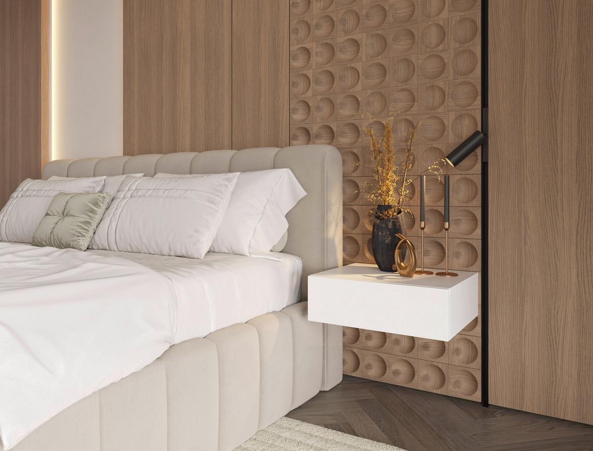 SZAFKA NOCNA NEWNIQ - biały, Design, materiał drewnopochodny (50/16/40cm) - Hom`in