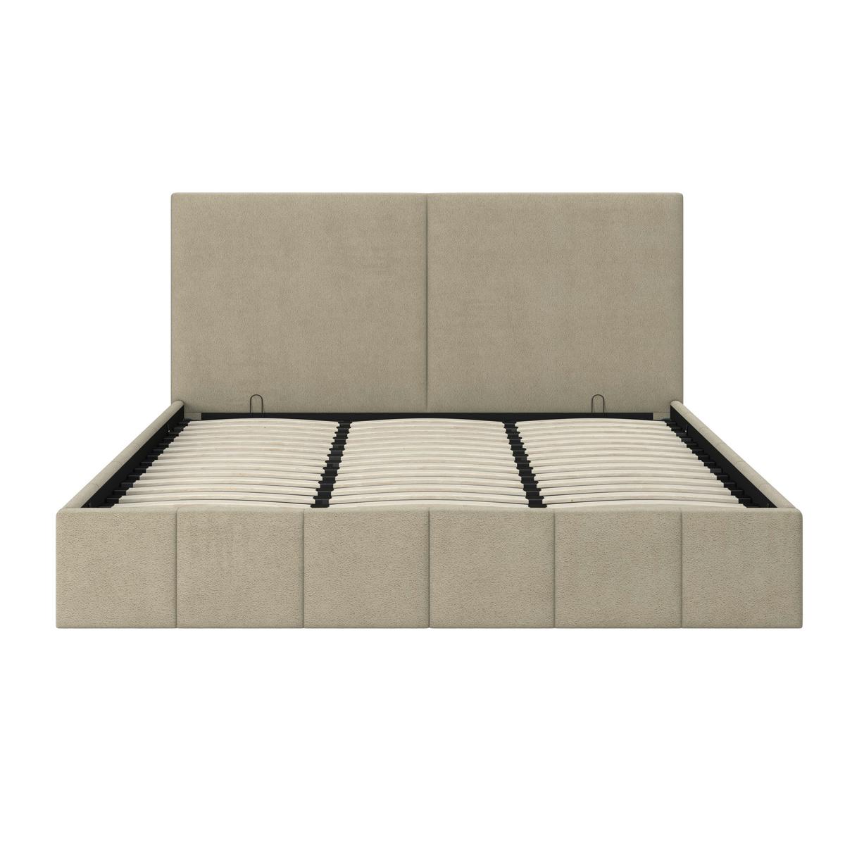 Pat tapițat Serena 180x200 cm Taupe - taupe/negru, Modern, lemn/metal (180/200cm) - Bessagi Home