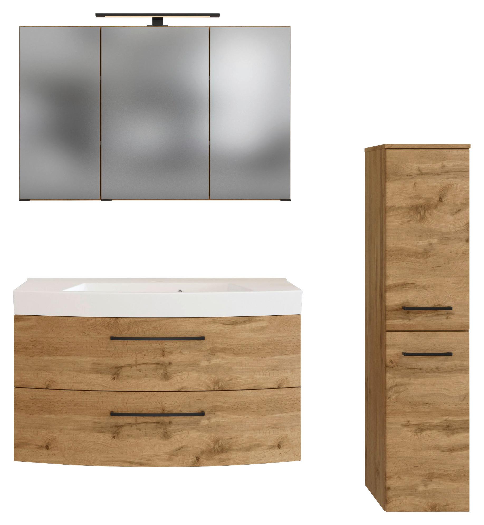 Badezimmer Manchester 3-tlg. ca. 130 cm Wotan Eiche - Eichefarben/Weiß, MODERN, Keramik/Holzwerkstoff (130cm) - Held