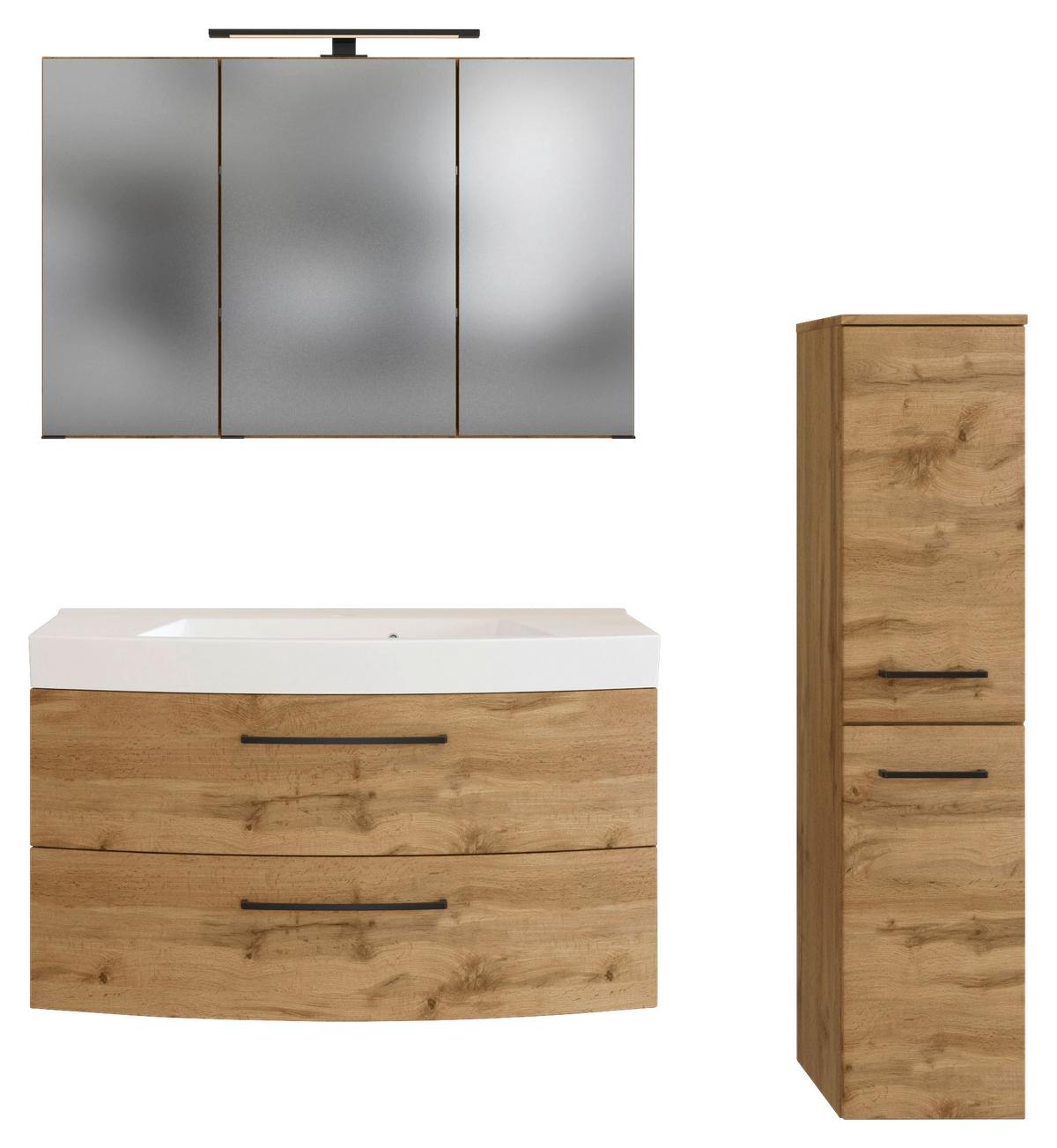 Badezimmer Manchester 3-tlg. ca. 130 cm Wotan Eiche - Eichefarben/Weiß, MODERN, Keramik/Holzwerkstoff (130cm) - Held