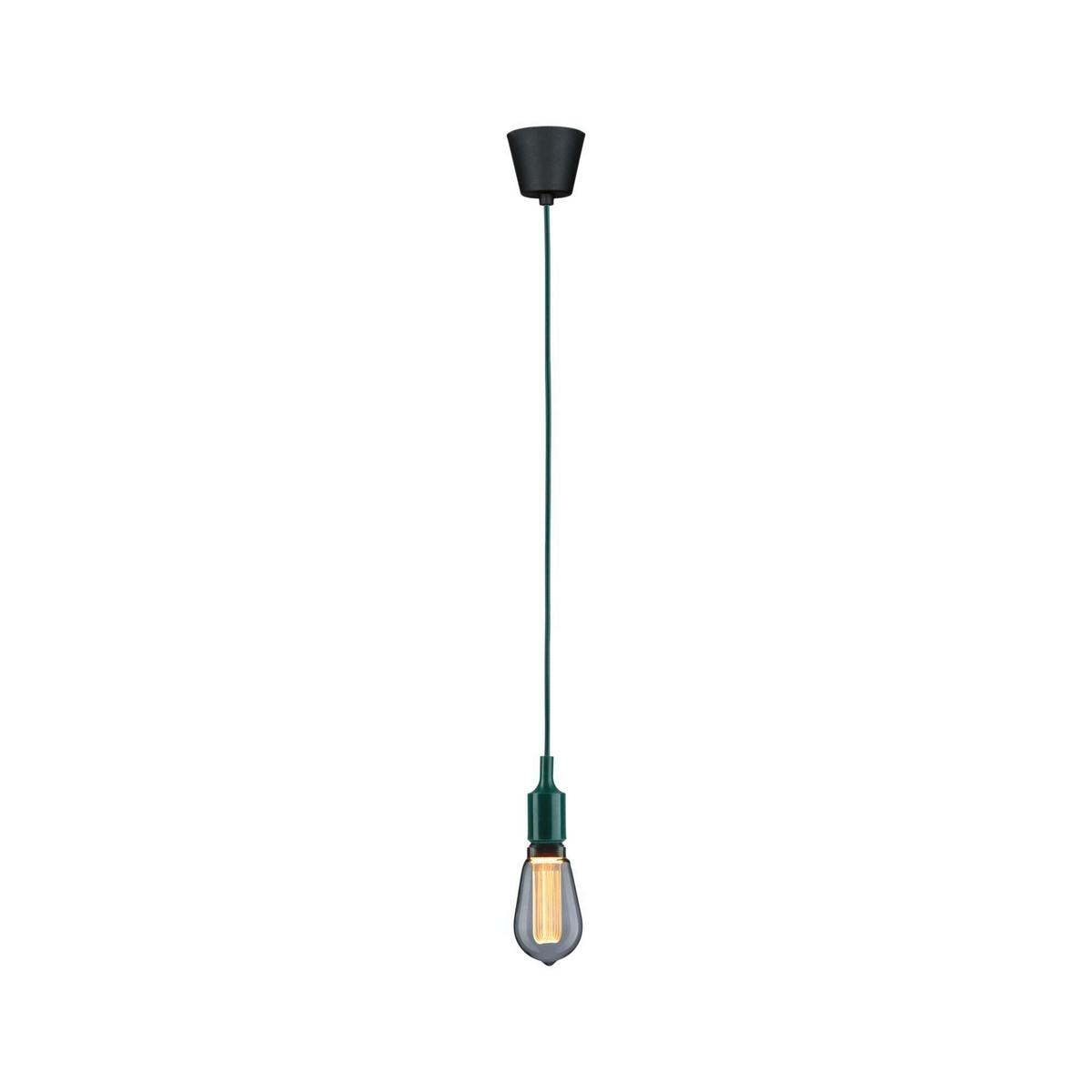 Hängeleuchte Ketil in Grün/Schwarz max. 60 Watt - Schwarz/Grün, Basics, Kunststoff/Textil (9,0/218cm) - Paulmann