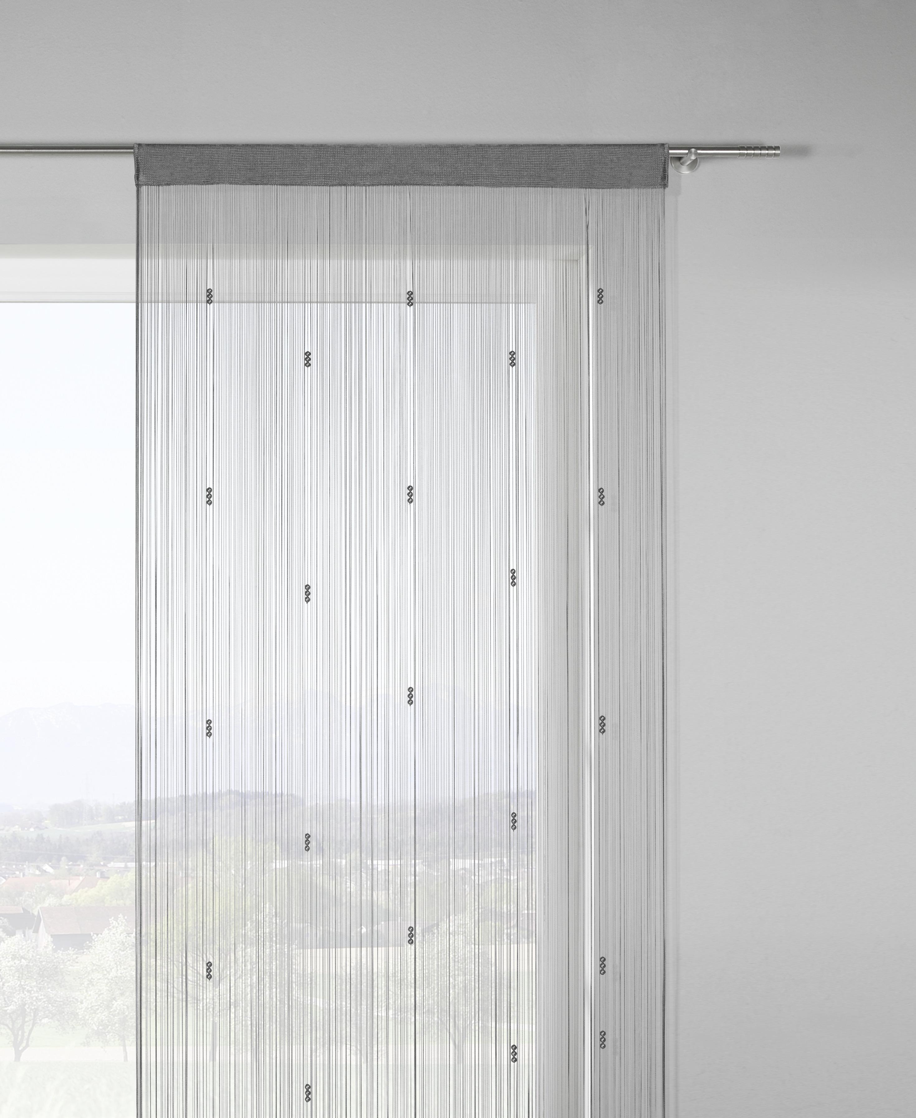 Zsinórfüggöny Perle 90/245cm - antracit/fehér, Romantik / Landhaus, textil (90/245cm) - Modern Living