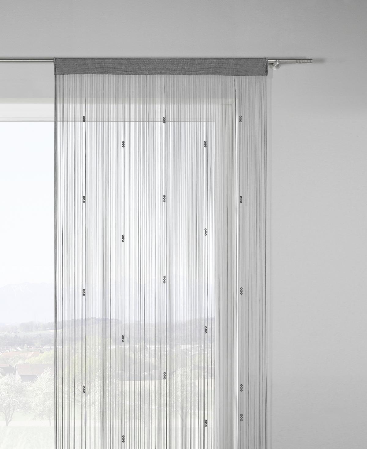 Zsinórfüggöny Perle 90/245cm - antracit/fehér, Romantik / Landhaus, textil (90/245cm) - Modern Living