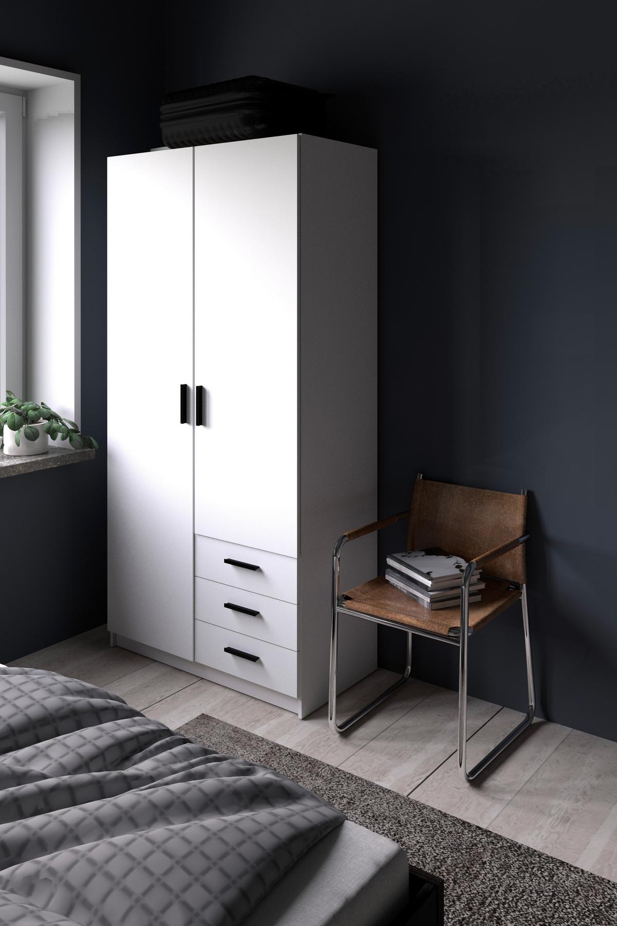 Omara Za Oblačila Sprint, Bela - črna/bela, Basics, kovina/leseni material (98,5/200,4/49,8cm) - MID.YOU