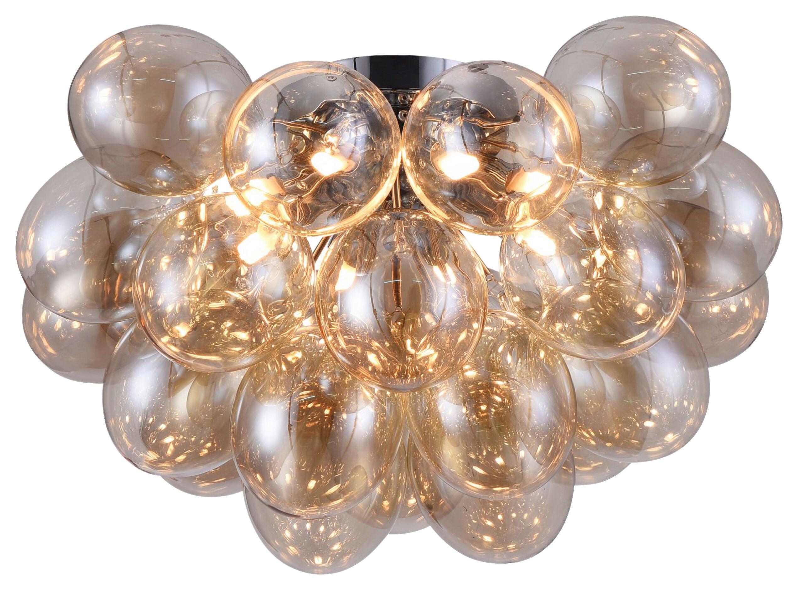 Deckenleuchte Balbo Nickelfarben max. 28 Watt - Bernsteinfarben/Nickelfarben, Basics, Glas/Metall (50/29,5/50cm) - MAYTONI