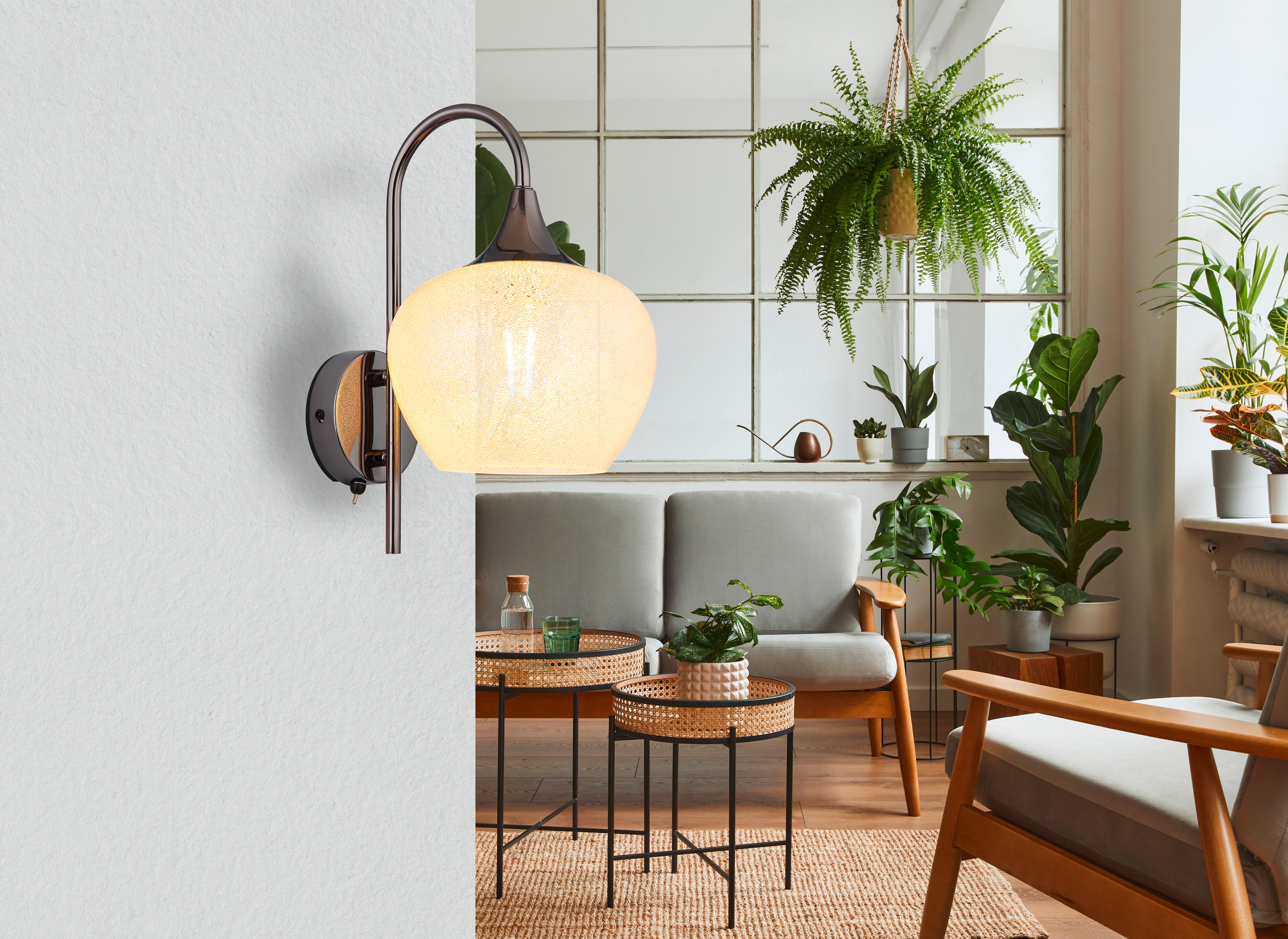 Wandleuchte Maxy Klar/Schwarz max. 40 Watt - Klar/Schwarz, KONVENTIONELL, Metall (18/32cm) - Globo