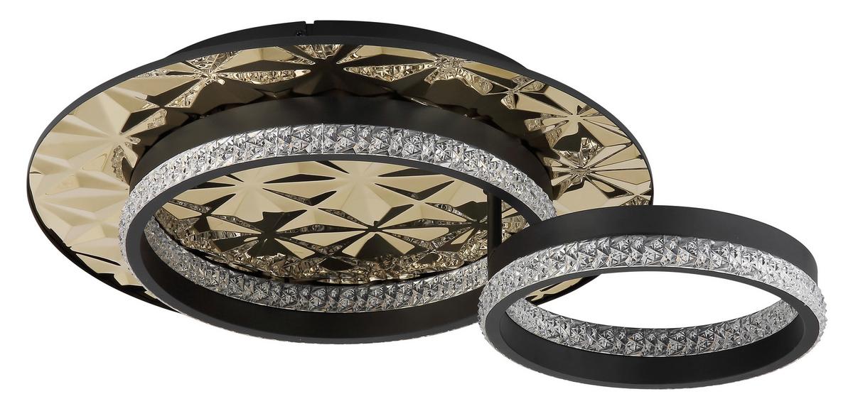 LED-DECKENLEUCHTE 67361G DELLA II - Klar/Goldfarben, Design, Kunststoff/Metall (50,5/40/14cm) - Globo