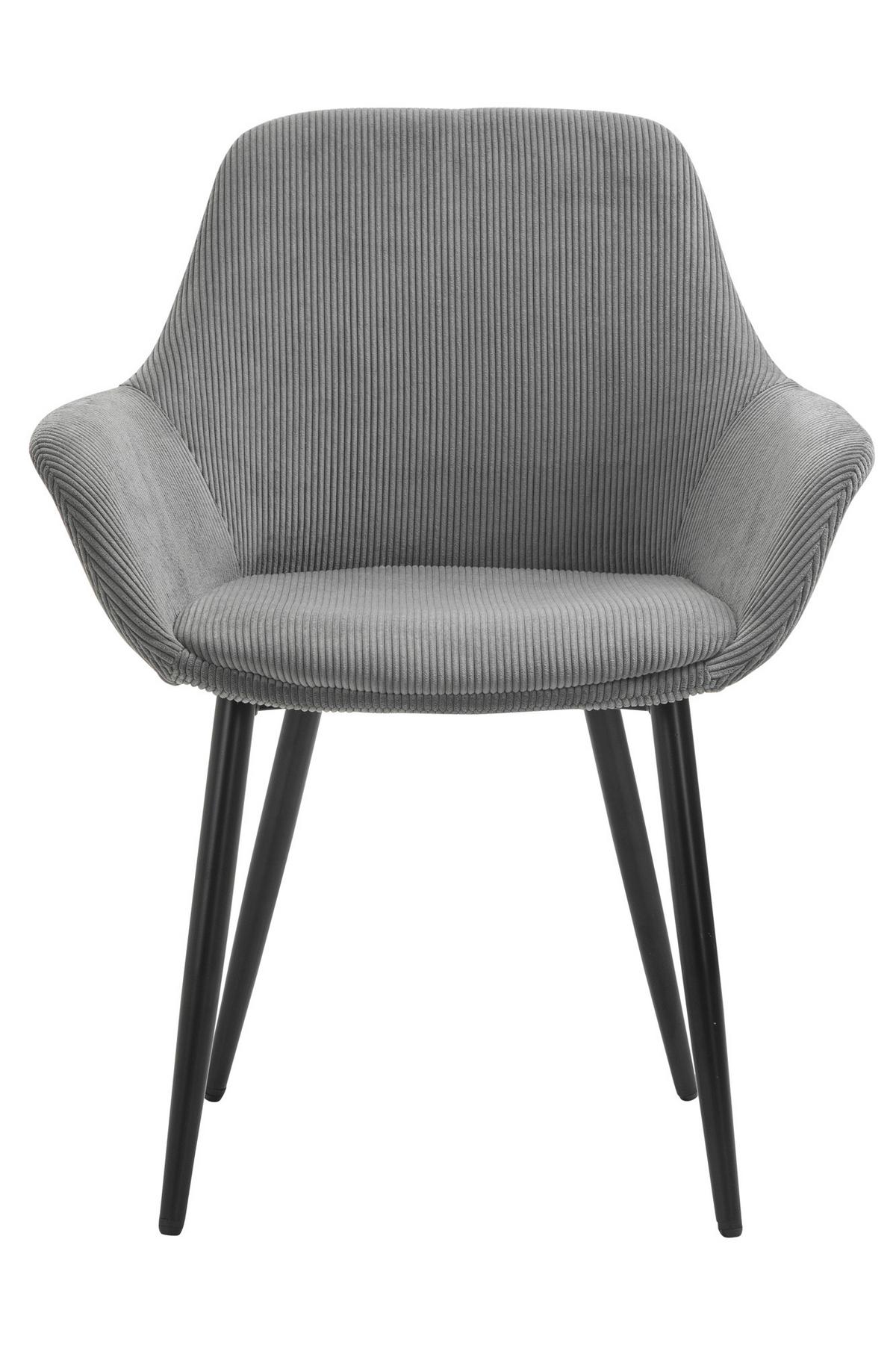 Set Naslanjačev Cord, Siva, 2-Delni - siva/črna, Moderno, kovina/tekstil (64/86/59cm) - Livetastic