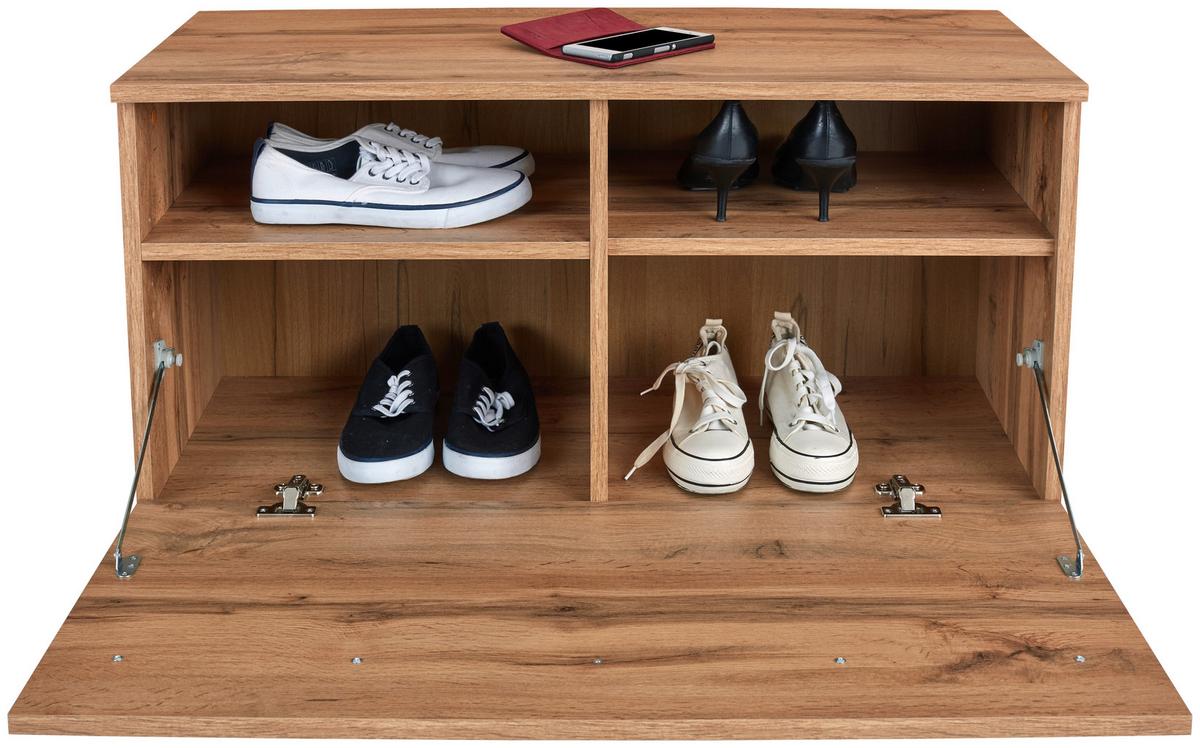 Garderobna Klop Venedig, Hrast Wotan - črna/barve hrasta, Moderno, umetna masa/leseni material (90/45/38cm) - Mömax