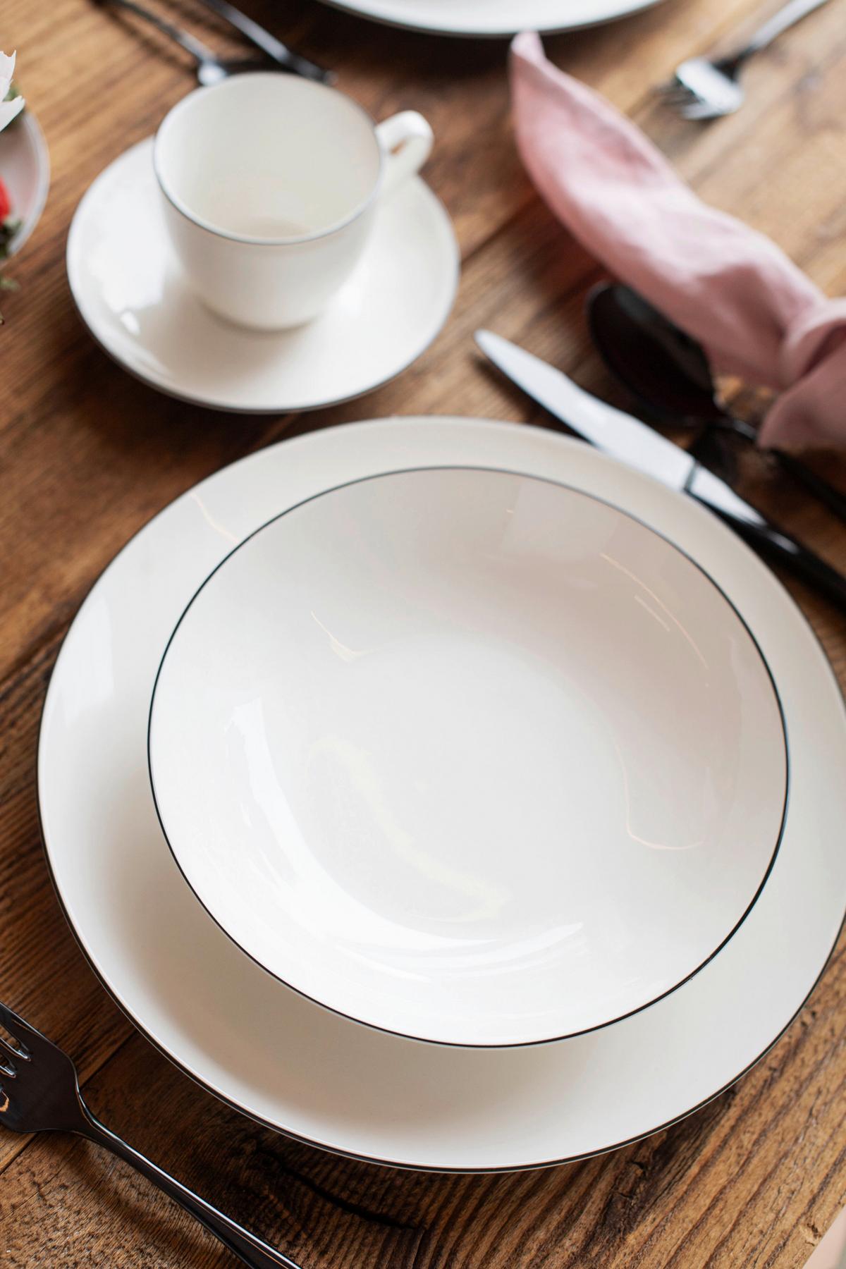 TAFELSERVICE FELISE - Weiss/Schwarz, Trend, Keramik - Mäser