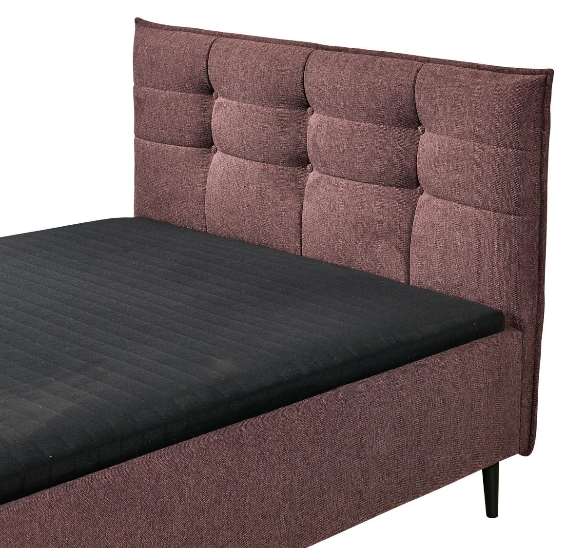 Polsterbett Mario B ca. 140x200 cm Aubergine - Aubergine, Basics, Holz/Holzwerkstoff (140/200cm) - MID.YOU