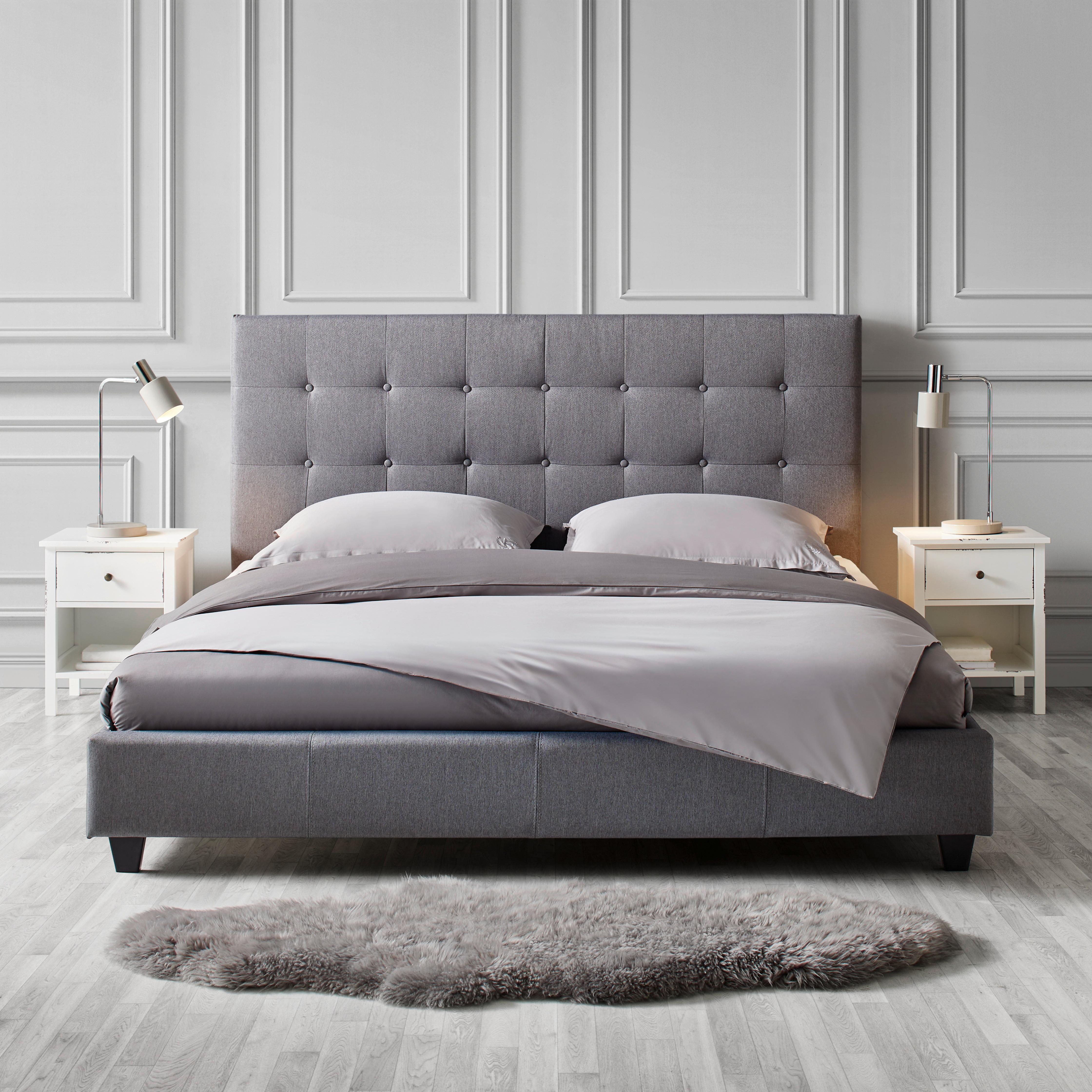 Polsterbett Frederico ca. 180x200 cm Grau - Hellgrau/Schwarz, MODERN, Holz/Holzwerkstoff (180/200cm) - Bessagi Home