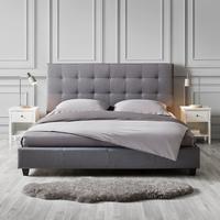 Kárpitozott Ágykeret Frederico - világosszürke/fekete, Modern, faalapú anyag/textil (180/200cm) - Bessagi Home