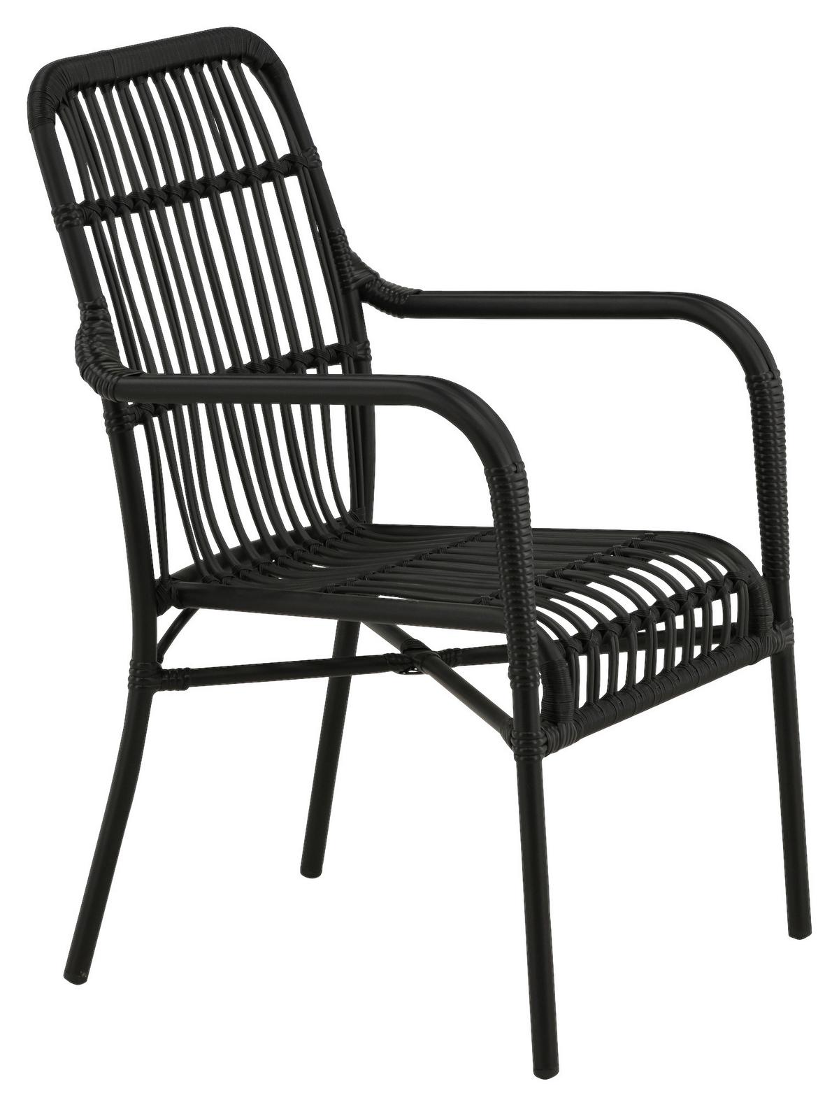 Loungesessel Rizal ca. 57x90 cm Schwarz - Schwarz, KONVENTIONELL, Kunststoff/Metall (57/90/64cm) - Gardenson