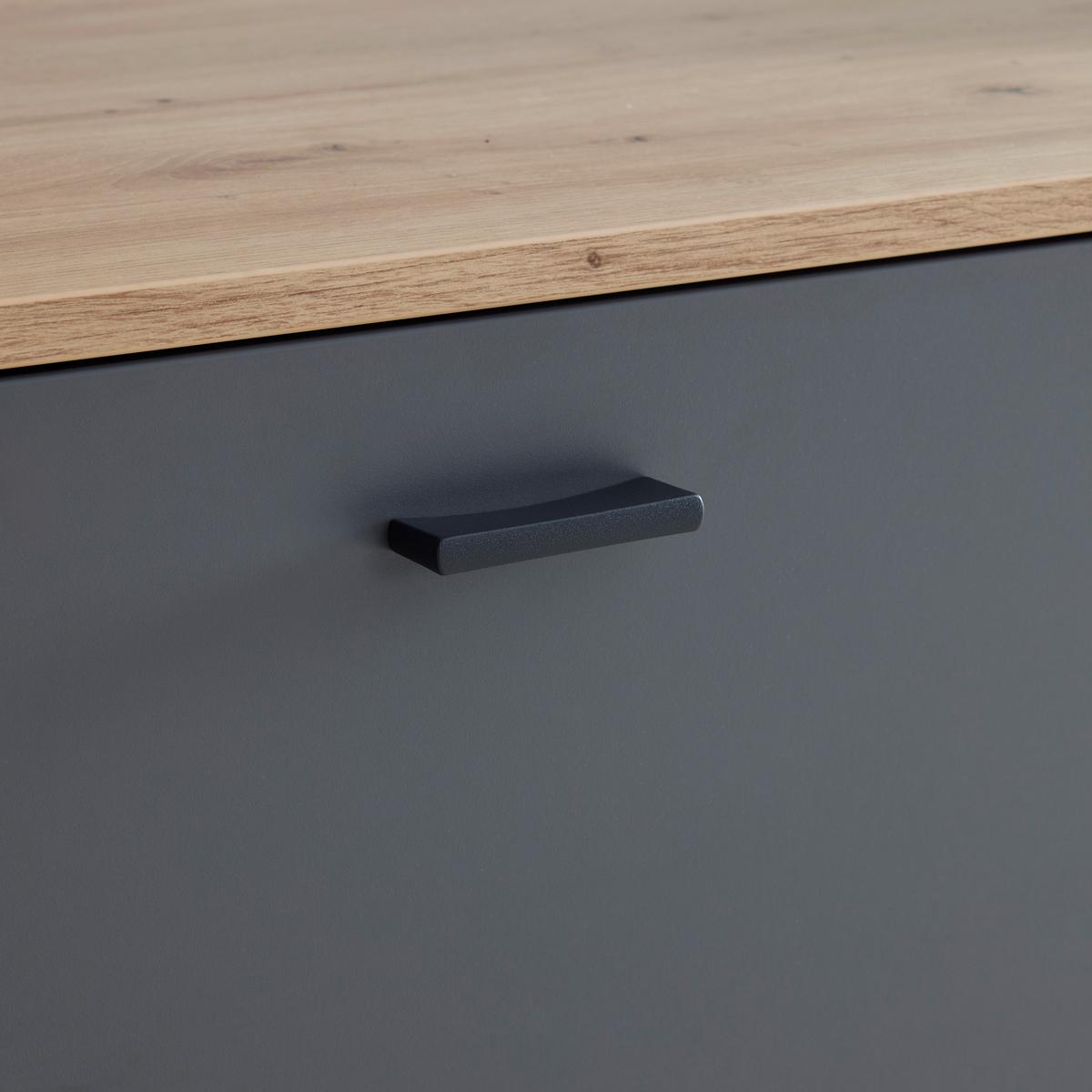 Highboard Florenz Grau/Eiche Artisan - Schwarz/Eiche Artisan, Modern, Glas/Holzwerkstoff (150,2/121,5/38cm) - Premium Living