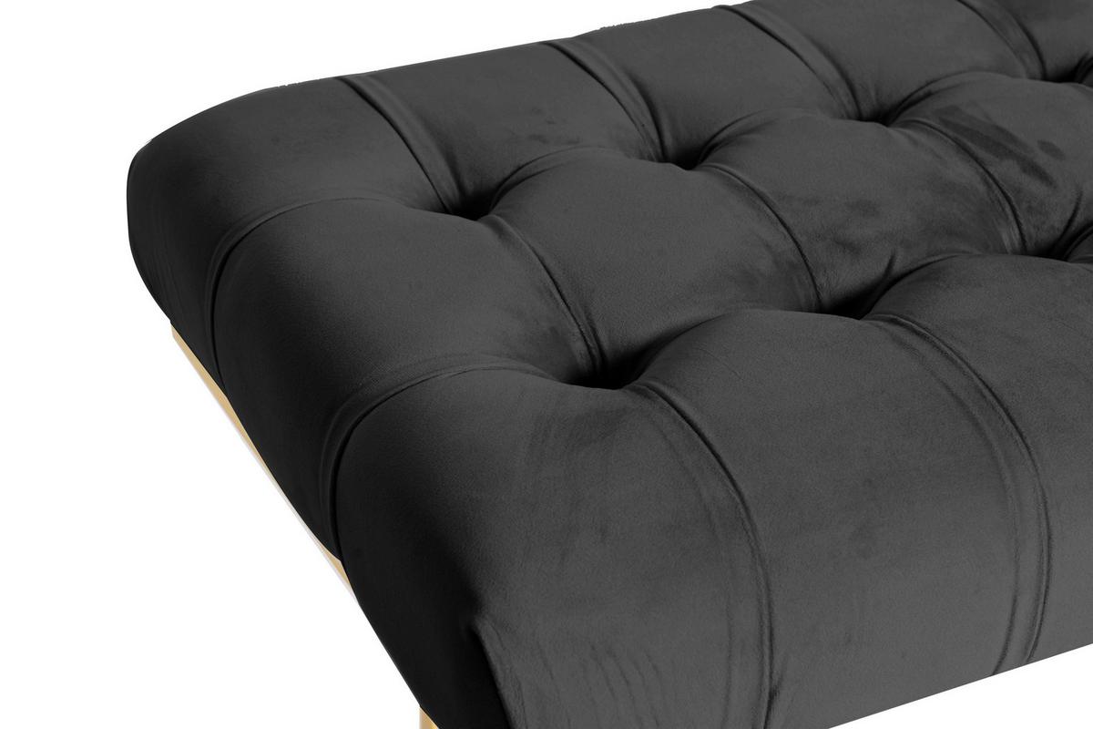 Hockerbank Parity Schwarz Samt - Goldfarben/Schwarz, Design, Kunststoff/Metall (47/48/100cm) - Kayoom