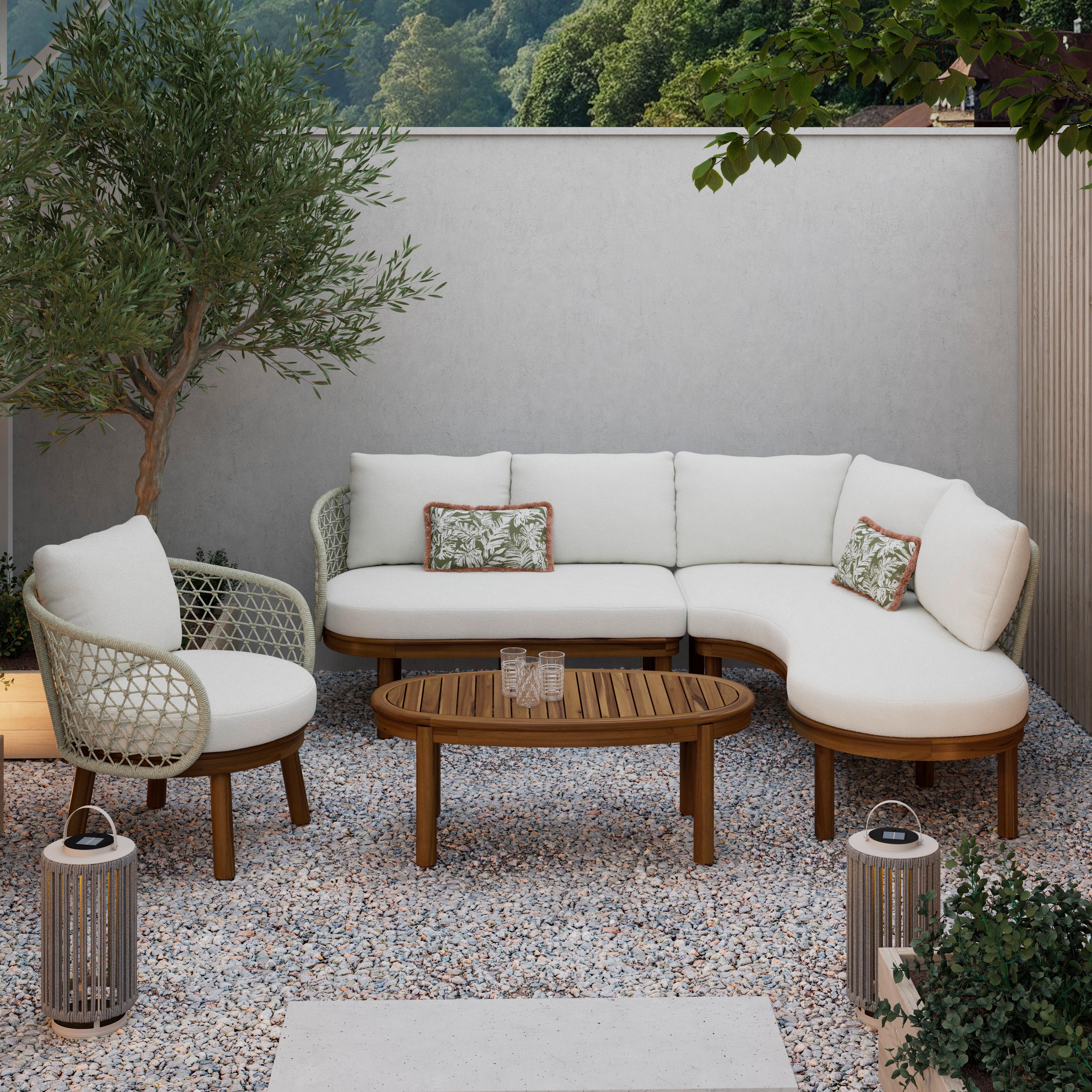 Lounge Garitura Belaya, Bela, 4-Delni Set - siva/barva oreha, Moderno, kovina/tekstil (244/205cm) - Bessagi Garden