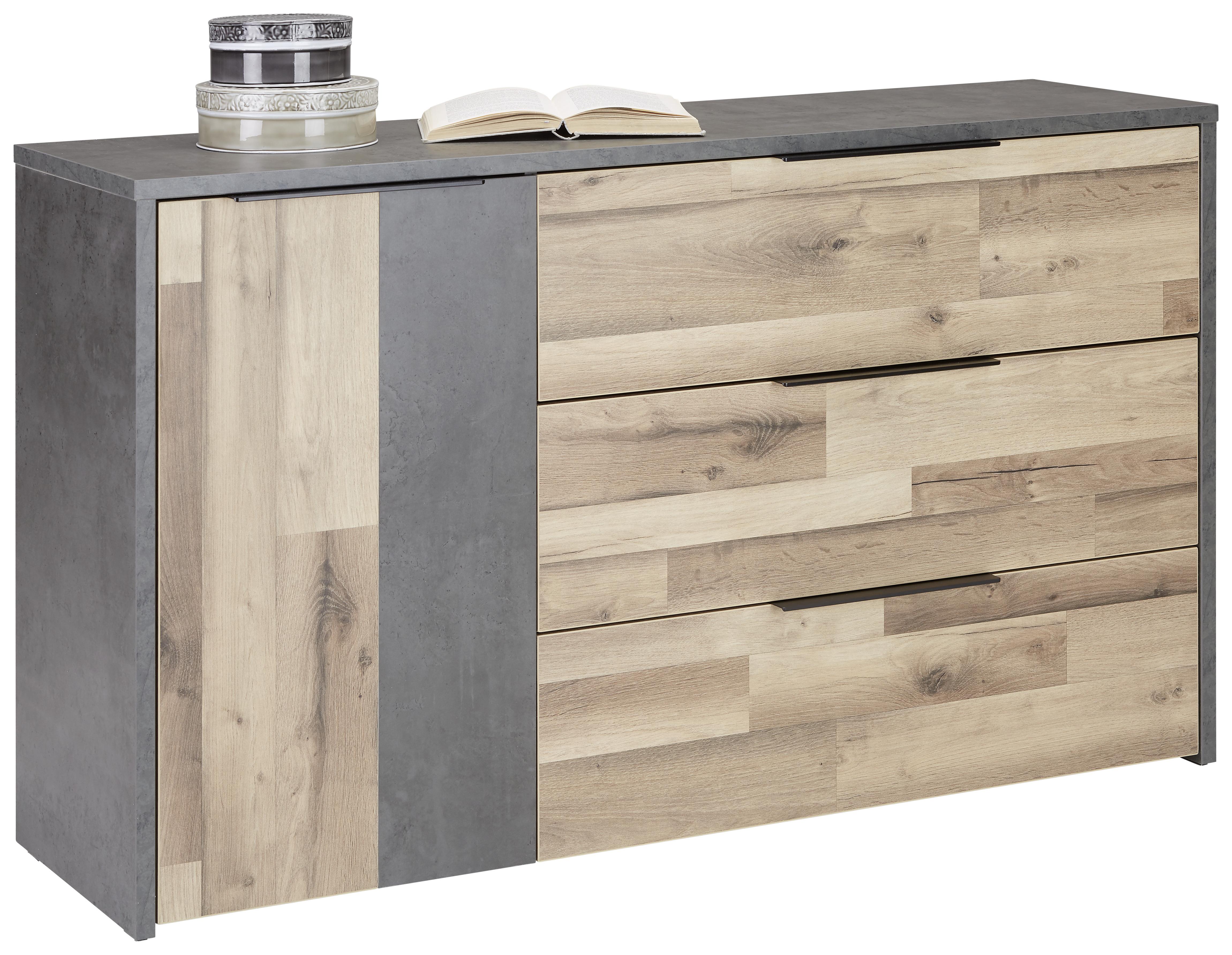 Kommode in Eichefarben - Eichefarben/Dunkelgrau, KONVENTIONELL, Holzwerkstoff/Kunststoff (139,5/82,4/41,5cm) - Modern Living