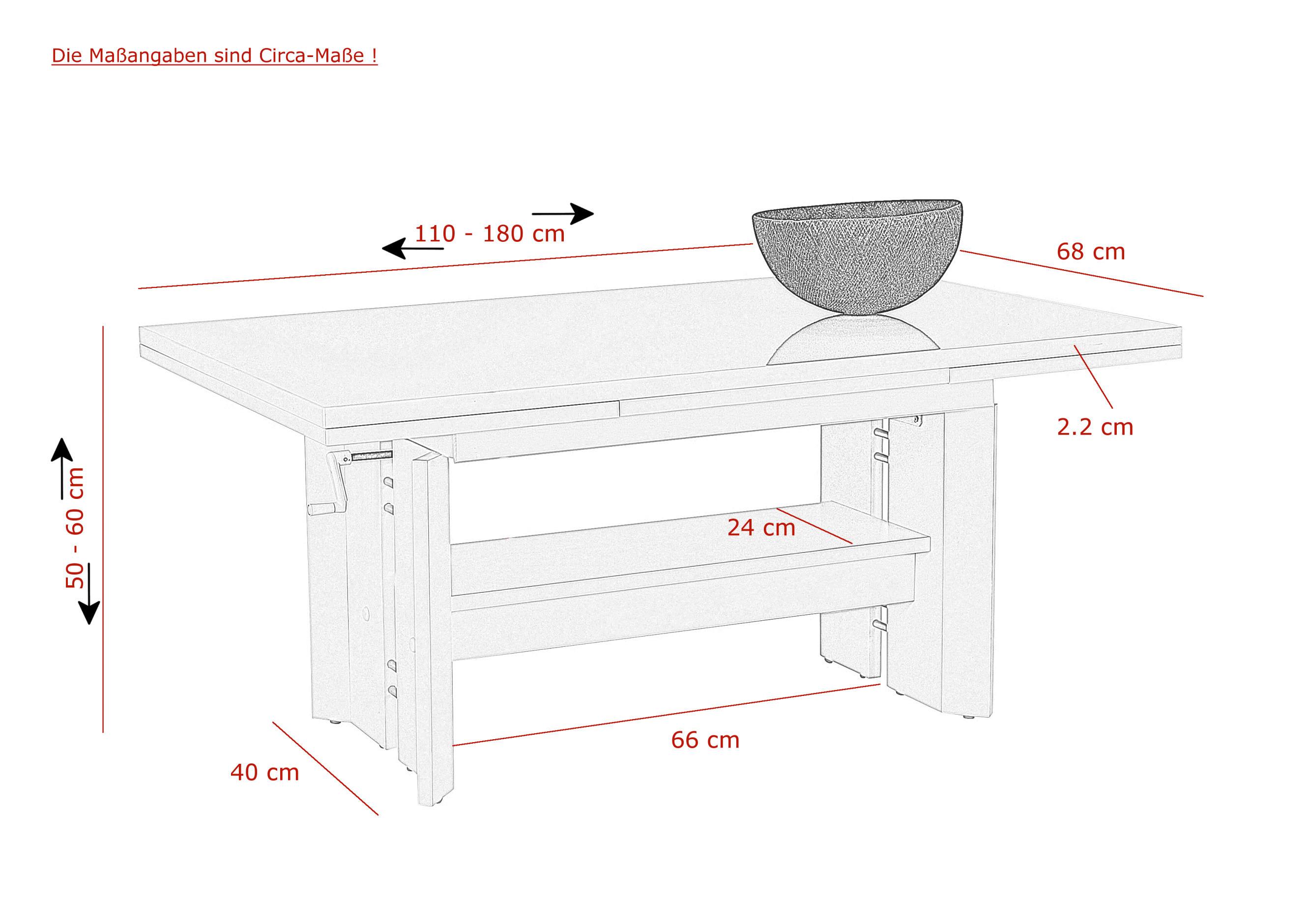 Coutisch Dario rund Weiß DARIO - Weiß, MODERN, Holzwerkstoff (110-180/68/50-60cm) - MID.YOU