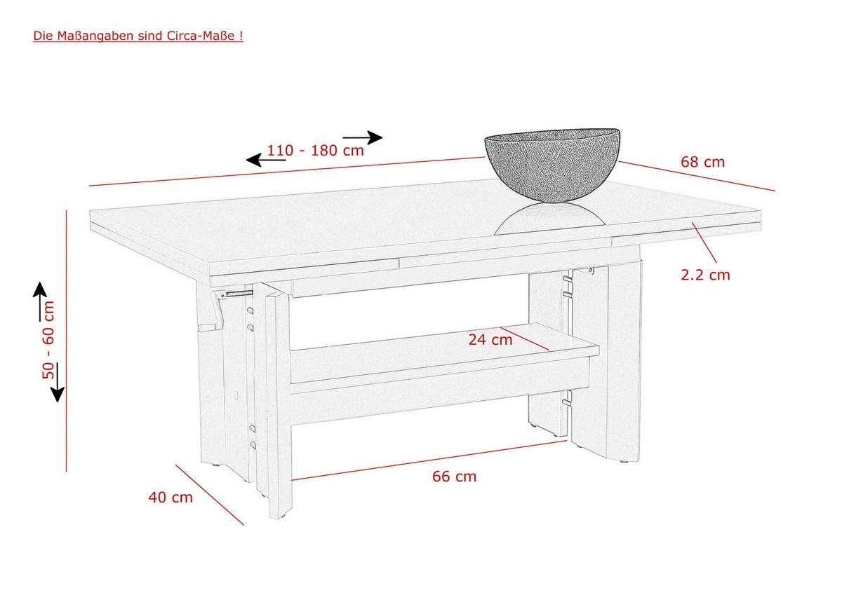 Coutisch Dario rund Weiß DARIO - Weiß, MODERN, Holzwerkstoff (110-180/68/50-60cm) - MID.YOU