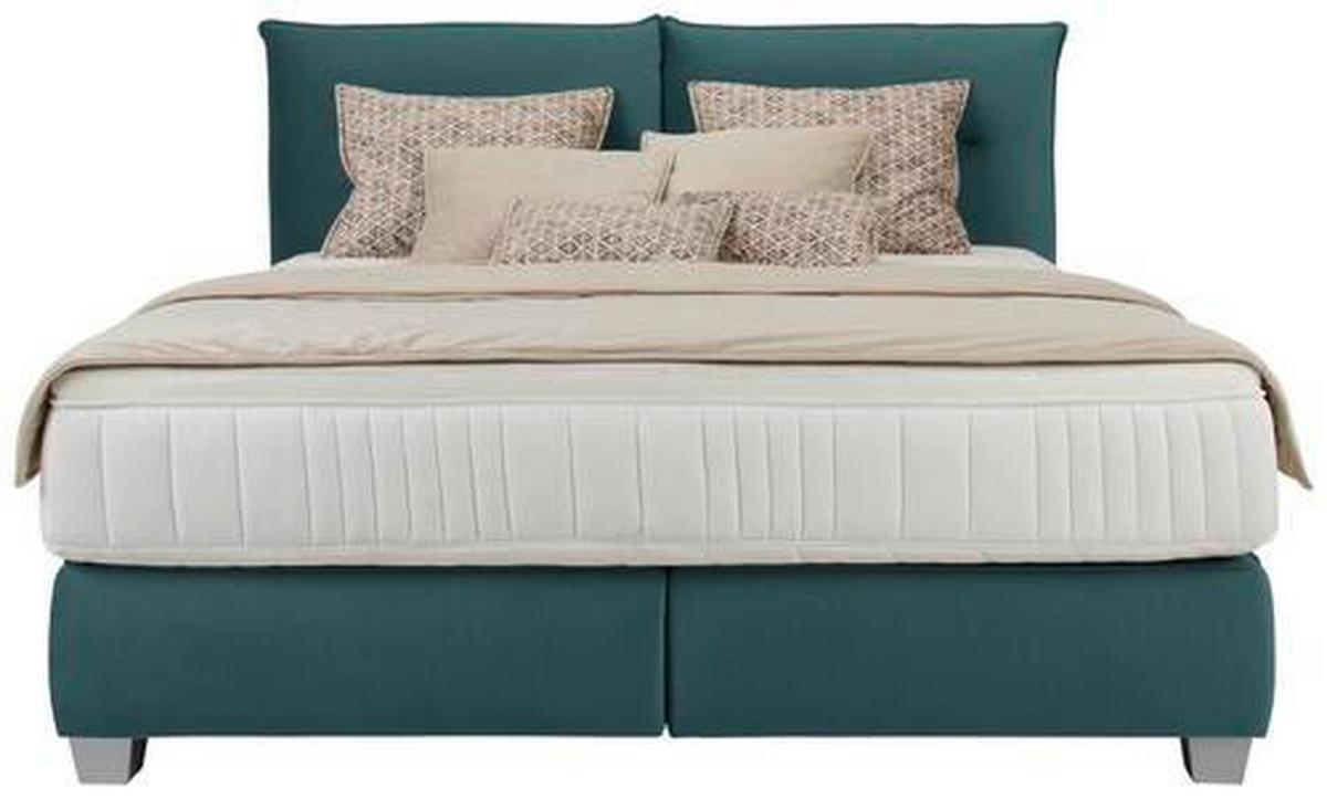 Boxspringbett Fog in Mintgrün ca. 160x200cm - Silberfarben/Mintgrün, Kunststoff/Textil (160/200cm) - Premium Living