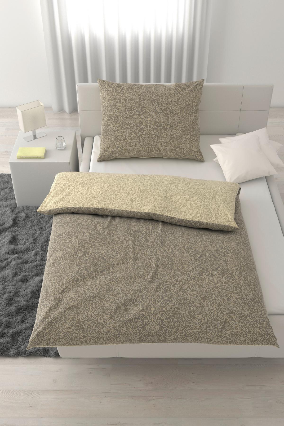 Ágyneműhuzat-garnitúra Kétoldalas Pamutszatén Bella - szürke, Modern, textil (140/200cm) - Mömax