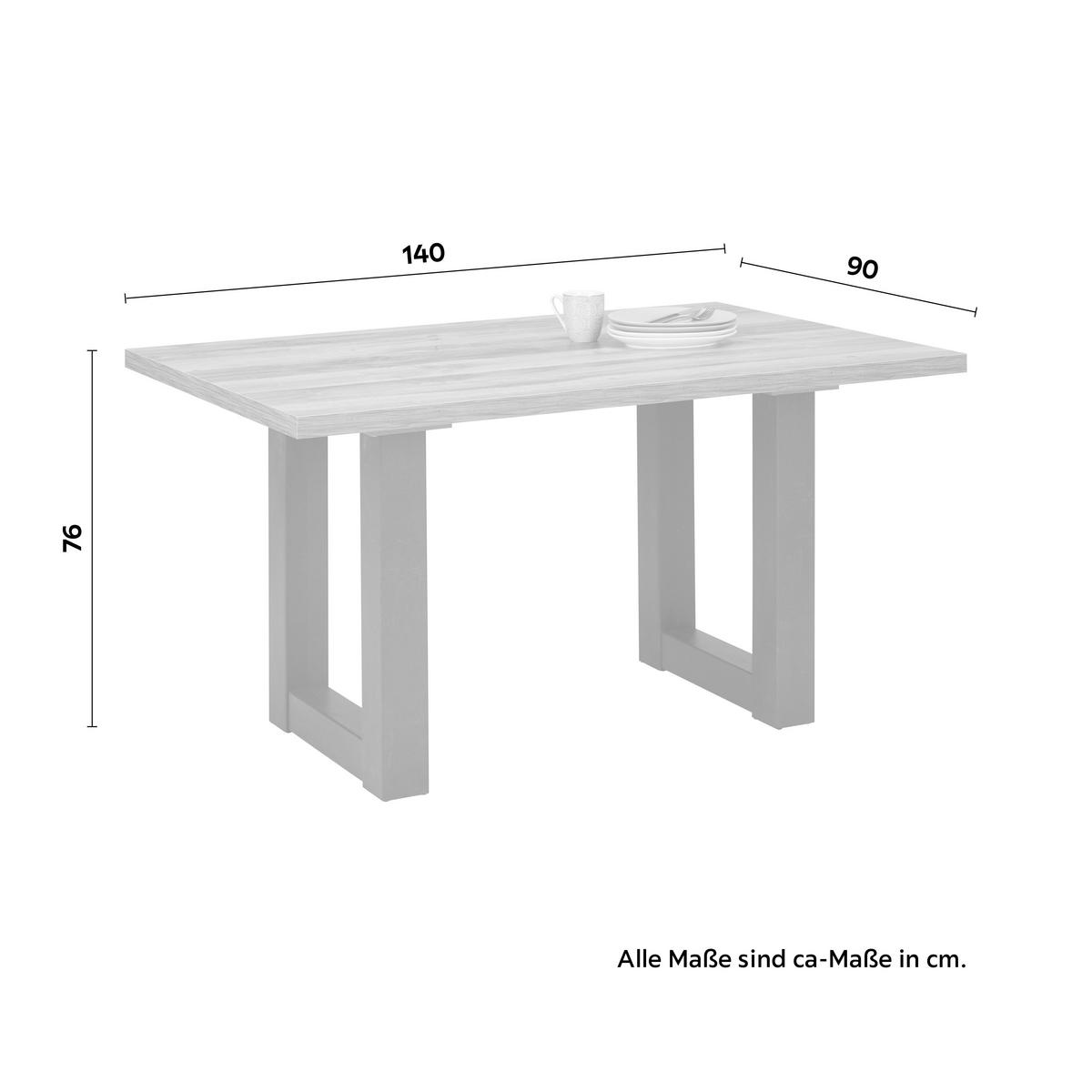 Étkezőasztal Big System - fekete/tölgyfa, Modern, faalapú anyag (140/90/76cm) - Mömax