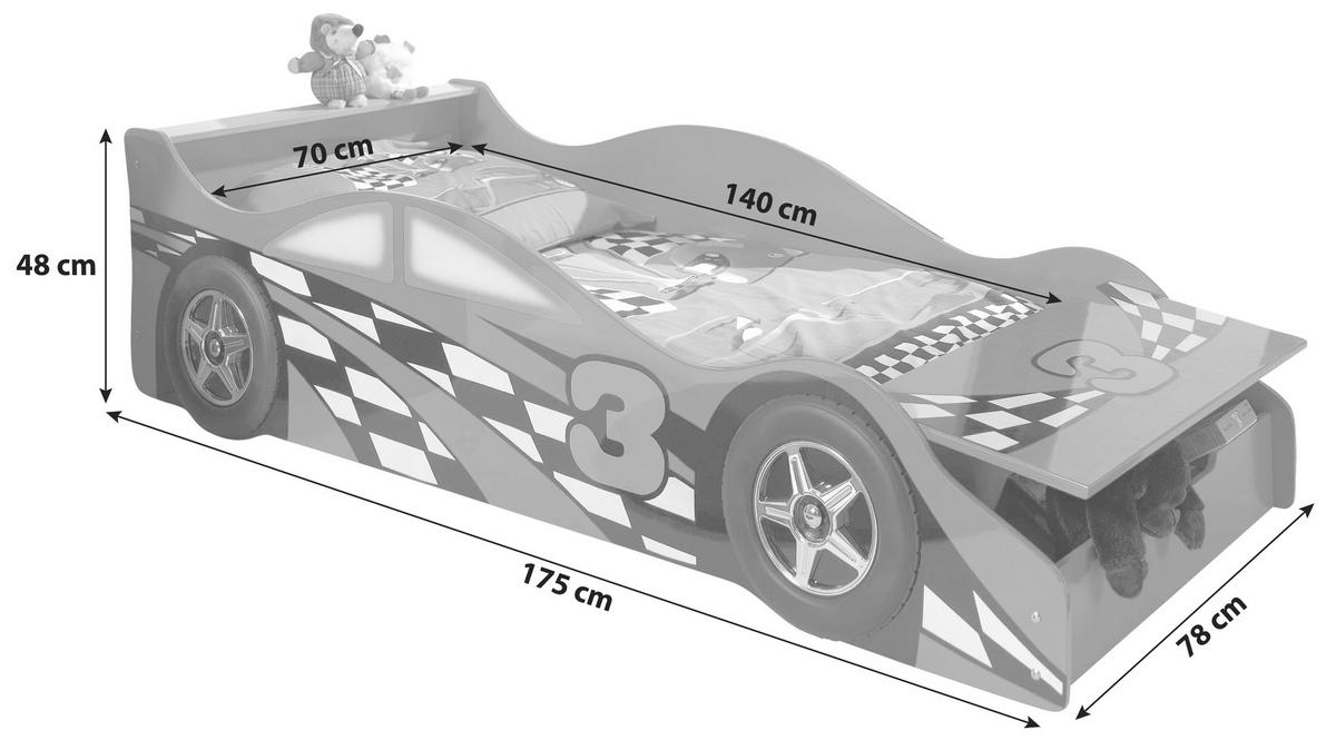 AUTOBETT Race Car Rot 70x140cm - Rot, MODERN, Holzwerkstoff (70/140cm) - MID.YOU