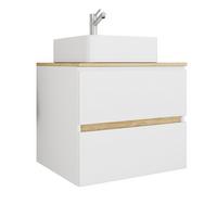 Badezimmer Cosila - Honigeiche/Weiss, Trend, Keramik/Holzwerkstoff (60/67/51cm) - MID.YOU