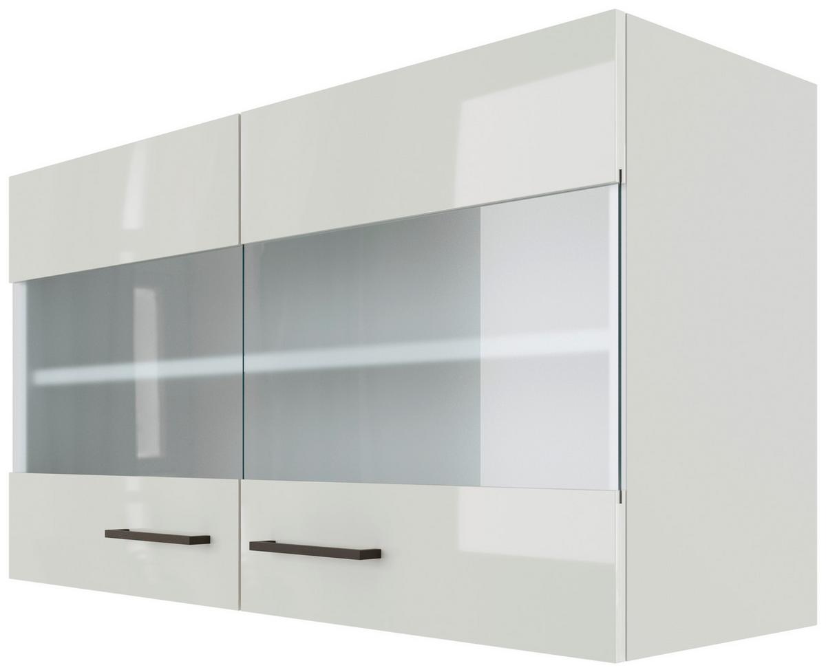 Küchenoberschrank in Lichtgrau glänzend - Schwarz/Grau, MODERN, Holzwerkstoff/Metall (100/54/32cm) - FlexWell