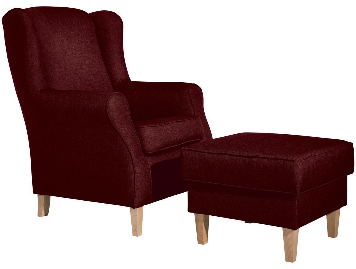 Hocker Lorris Dunkelrot Flachgewebe - Buchefarben/Dunkelrot, Design, Holz/Textil (53/45/53cm) - Max Winzer