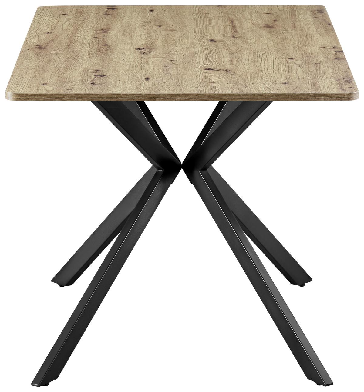 Jedilna Miza Nils - črna/barve hrasta, Trend, kovina/leseni material (140/80/76cm)
