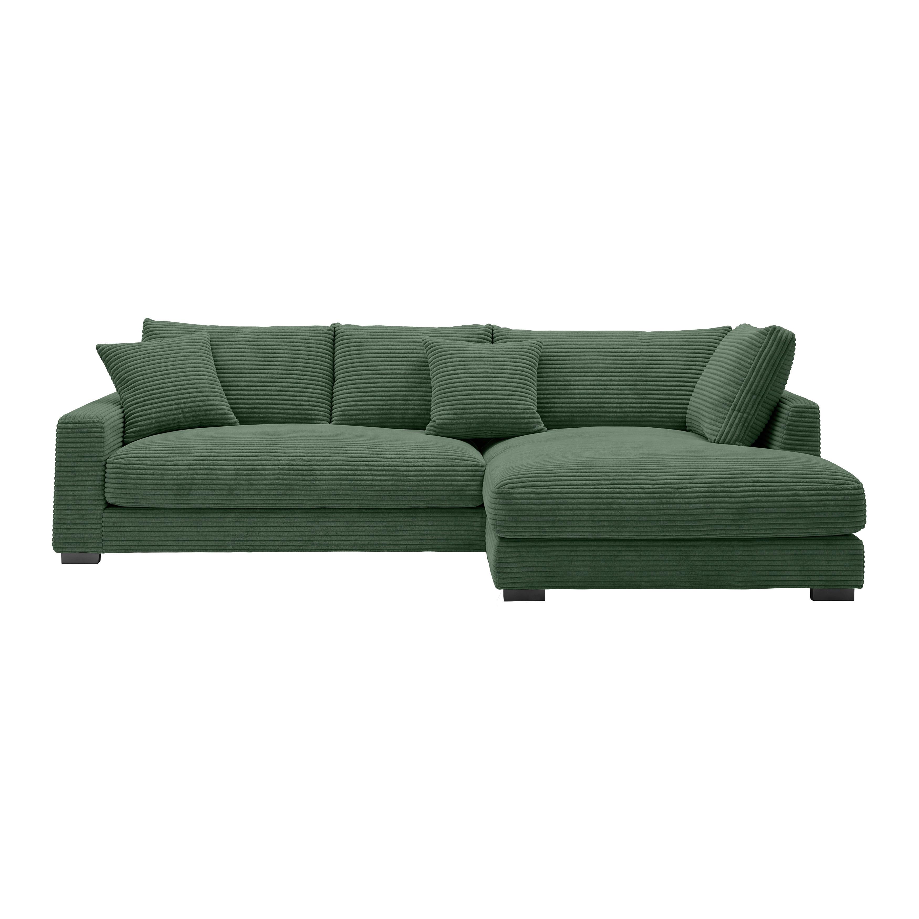 Ecksofa Pedro Dunkelgrün - Dunkelgrün/Schwarz, MODERN, Kunststoff/Textil (300/190cm) - Mömax