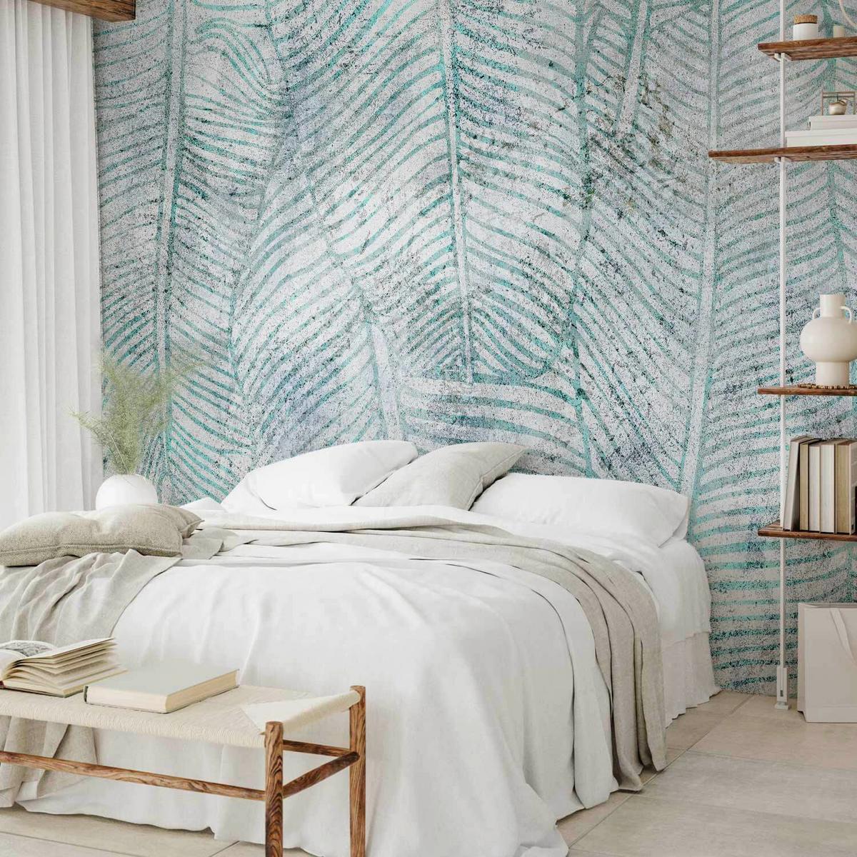 Fototapeta Banana Leaves, 150x105cm - modra/siva, Basics, tekstil (150/105cm) - artgeist