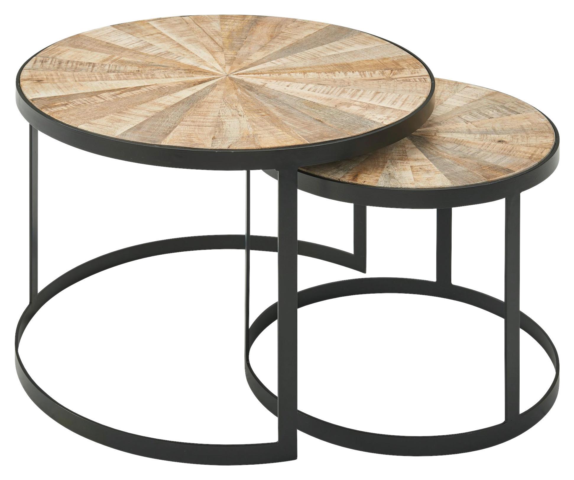 Couchtisch ''Wohnling'', Hellbraun, 2-teilig - Hellbraun/Schwarz, MODERN, Holz/Metall (60/60/40cm) - MID.YOU