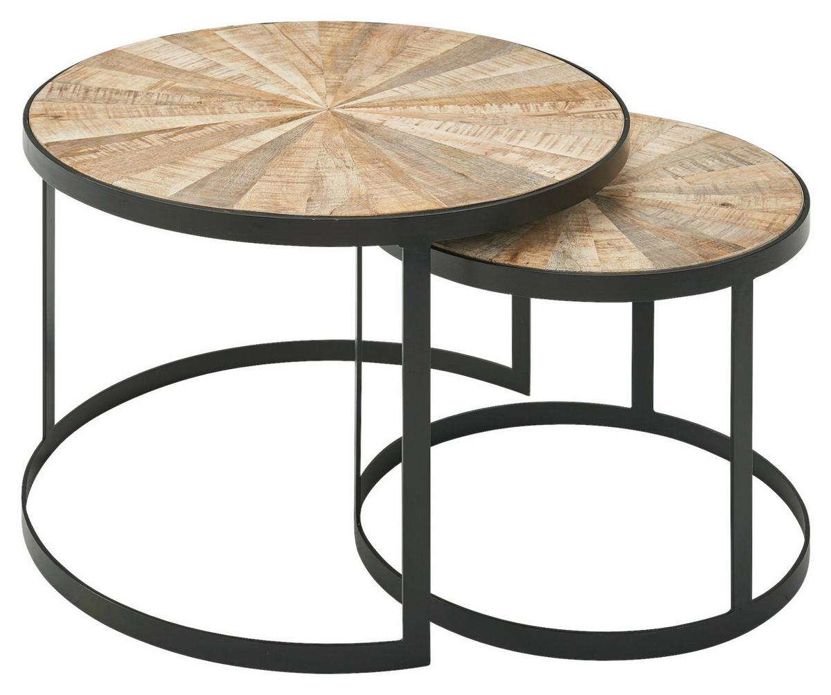 Couchtisch ''Wohnling'', Hellbraun, 2-teilig - Hellbraun/Schwarz, MODERN, Holz/Metall (60/60/40cm) - MID.YOU