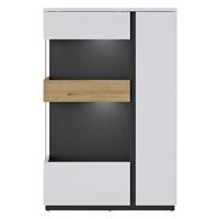Vitrină NOVENA - alb/culoare lemn stejar, Trend, sticlă/material pe bază de lemn (98/149,5/40cm) - Modern Living