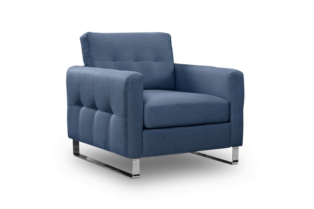 1,5-Sitzer-Sofa Hera Dunkelblau - Chromfarben/Dunkelblau, Basics, Holz/Textil (93/92/94cm) - MID.YOU