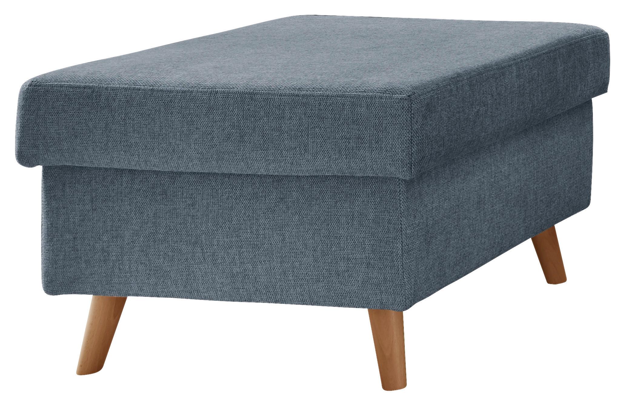 Hocker Valentina Blau Struktur - Blau/Naturfarben, KONVENTIONELL, Holz/Textil (61/43/61cm) - P & B