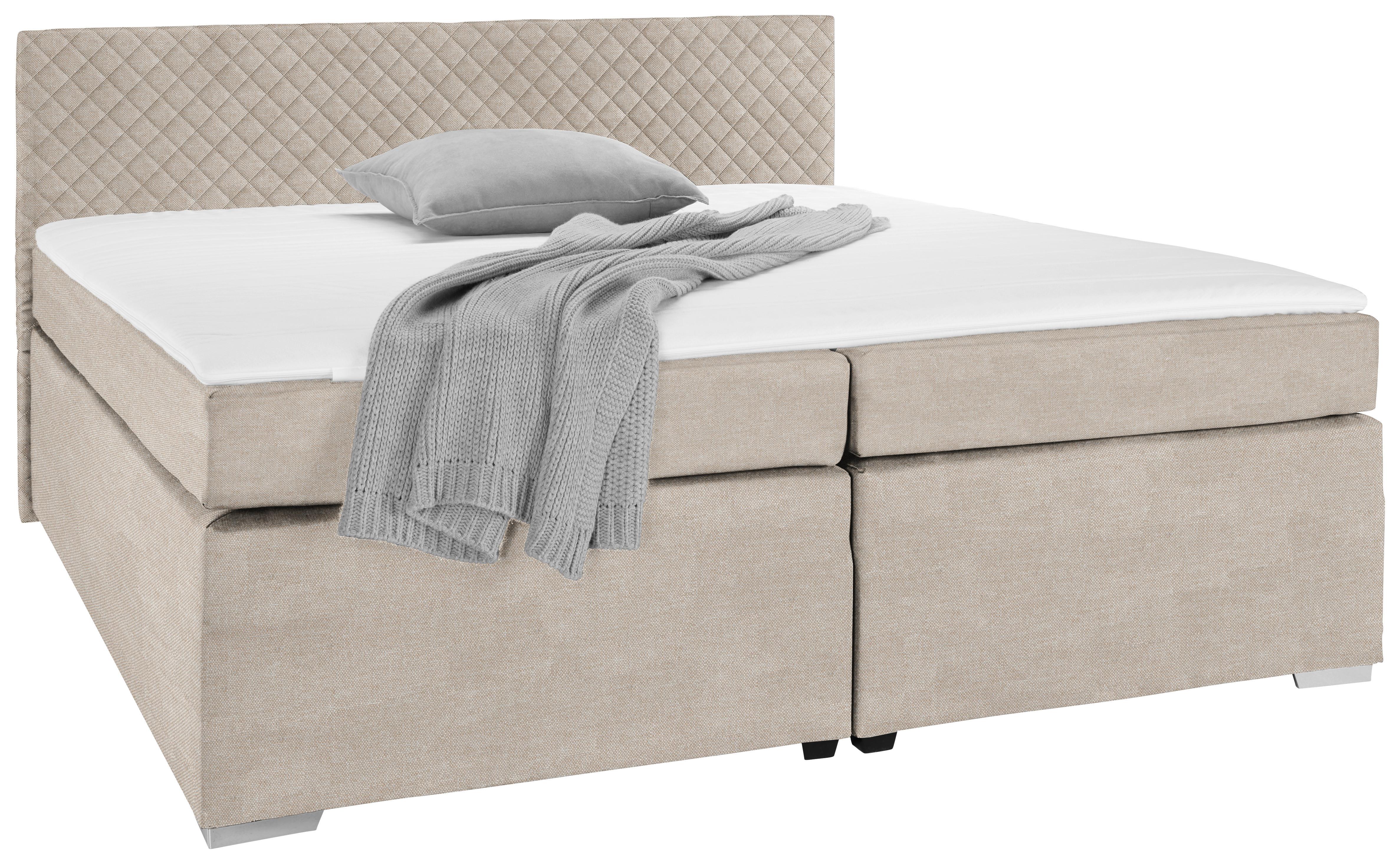 Boxspringbett Mali New Cappuccino ca. 160x200cm - Chromfarben/Cappuccino, KONVENTIONELL, Textil (160/200cm) - Based