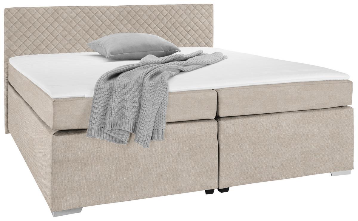 Boxspringbett Mali New in Cappuccino ca. 180x200cm - Chromfarben/Cappuccino, KONVENTIONELL, Textil (180/200cm) - Based