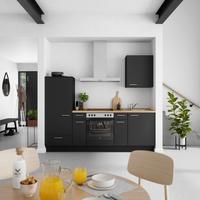 Küchenblock Touch Low m. Geräten Schwarz - Edelstahlfarben/Eichefarben, MODERN, Holzwerkstoff/Metall (240cm) - Nobilia