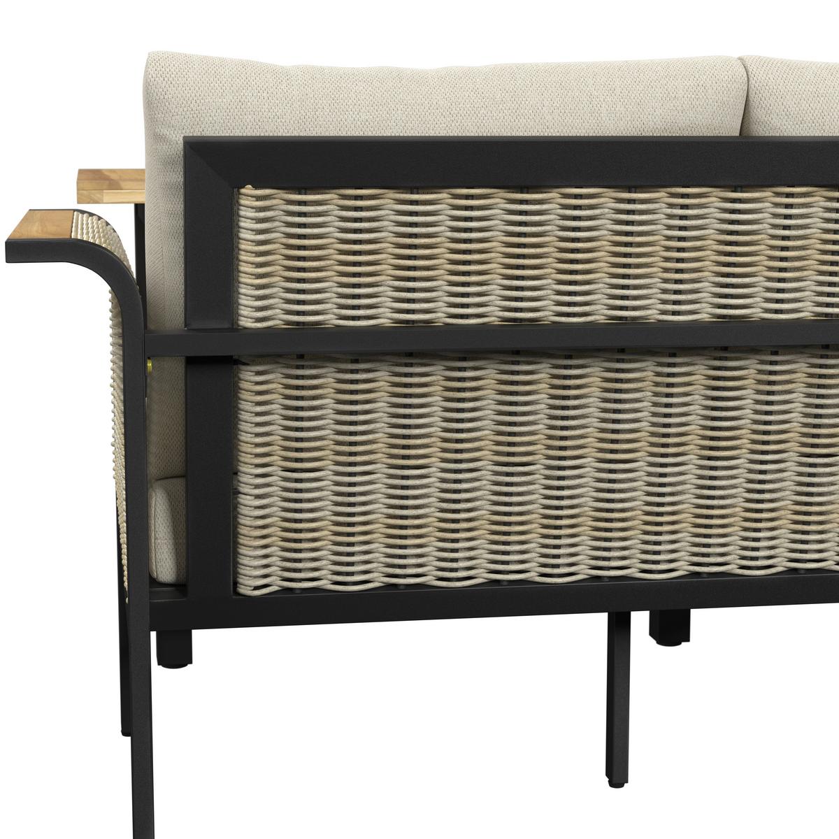 Jedilna Lounge Garnitura Cassandra, 5-Delni Set - svetlo rjava/barva tikovine, Moderno, kovina/tekstil - Bessagi Garden