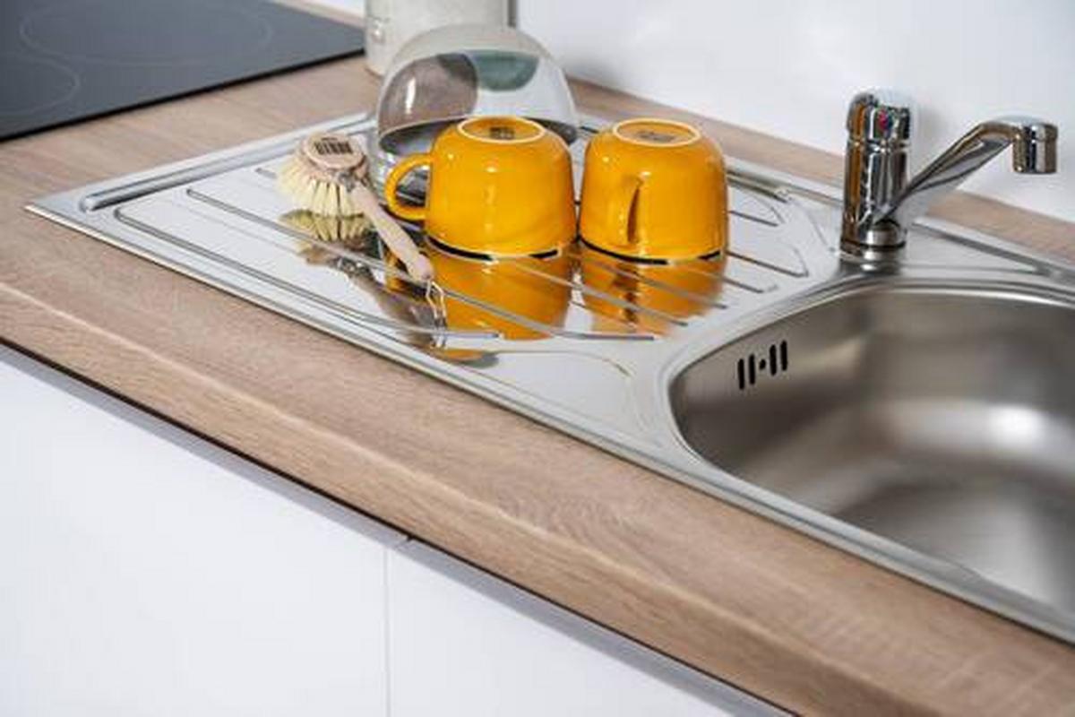 Küchenblock Premium Eiche B: ca. 280 cm - Eichefarben/Weiß, MODERN, Holzwerkstoff (280cm) - Respekta