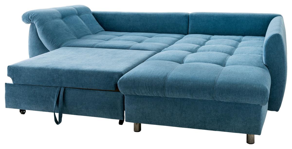 Sedežna Garnitura Agira, Modra, Ležišče - barve kroma/srebrne barve, Design, tekstil (250/190cm) - Modern Living