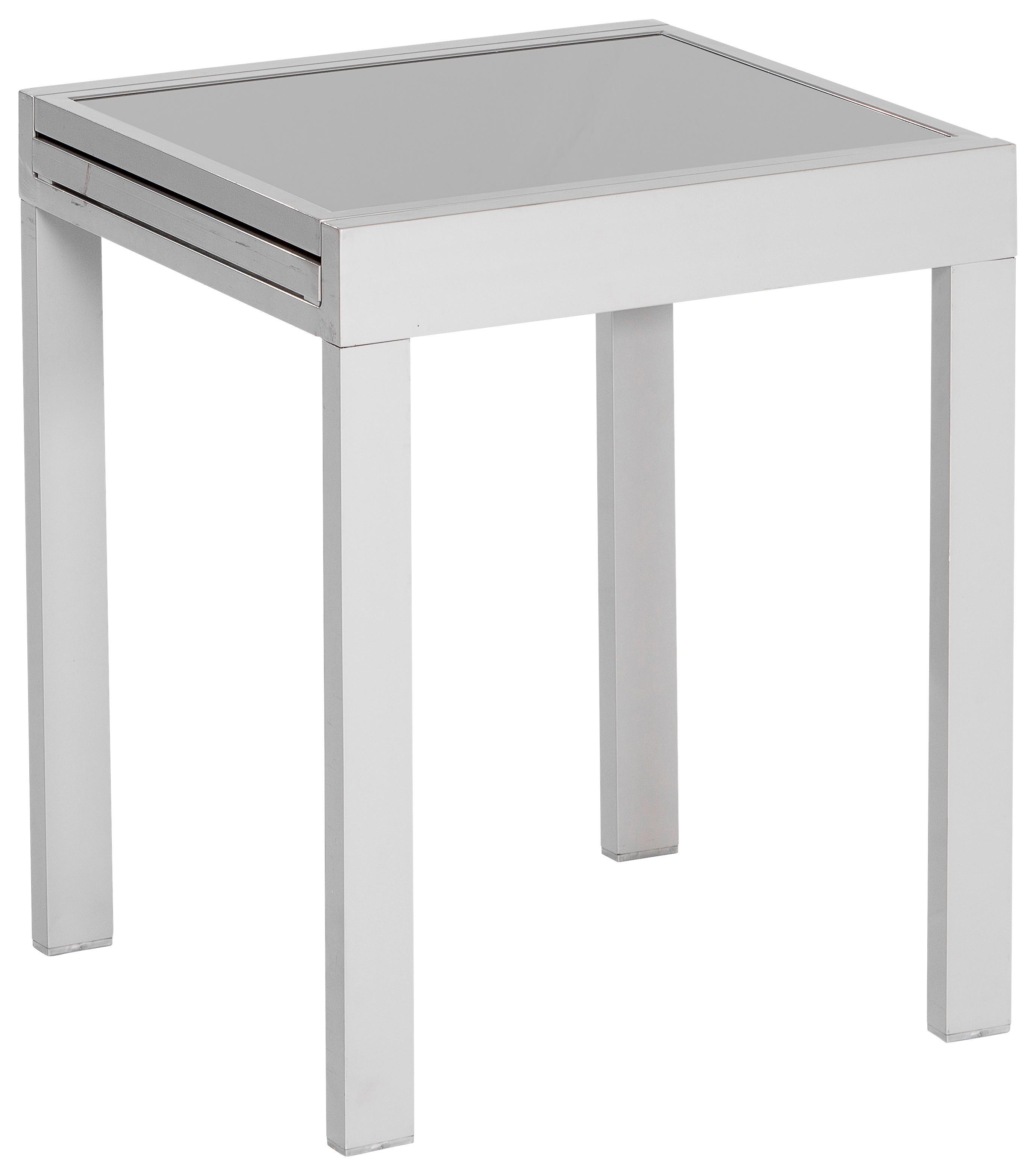 Balkontisch ausziehbar Ambia Garden Metall/Glas 65 cm - Silberfarben, KONVENTIONELL, Glas/Metall (65/65/75cm) - Gardenson
