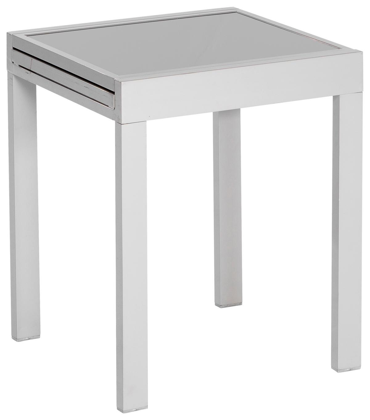 Balkontisch ausziehbar Ambia Garden Metall/Glas 65 cm - Silberfarben, KONVENTIONELL, Glas/Metall (65/65/75cm) - Gardenson